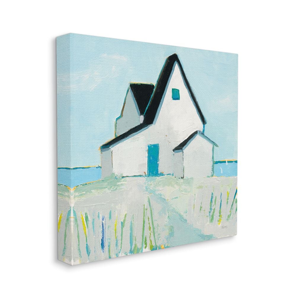Stupell Industries Tranquil Cape House Nautical Pastel White Blue Painting Canvas Wall Art Design by Phyllis Adams, 24" x 24"