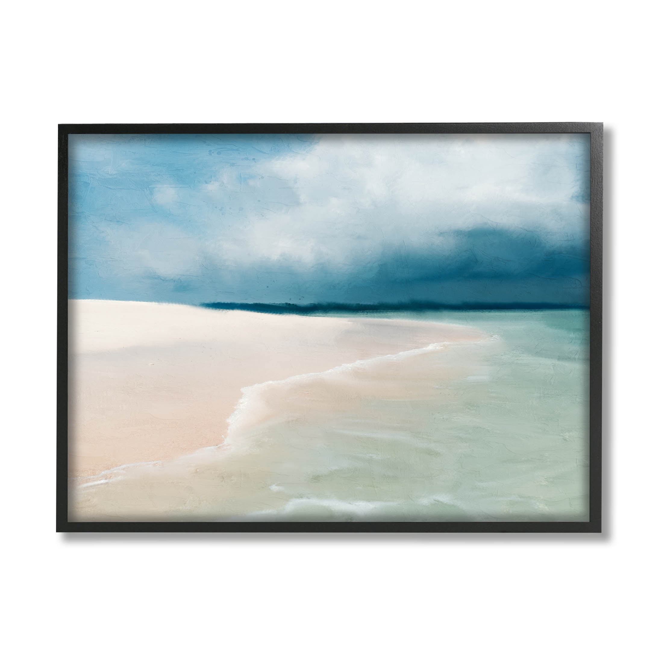 Stupell Industries Tranquil Clear Summer Beach Waves Painting Black Framed Art Print Wall Art, Design by Kim Allen