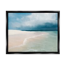 Stupell Industries Tranquil Clear Summer Beach Waves Painting Jet Black Floating Framed Canvas Print Wall Art, Design by Kim Allen