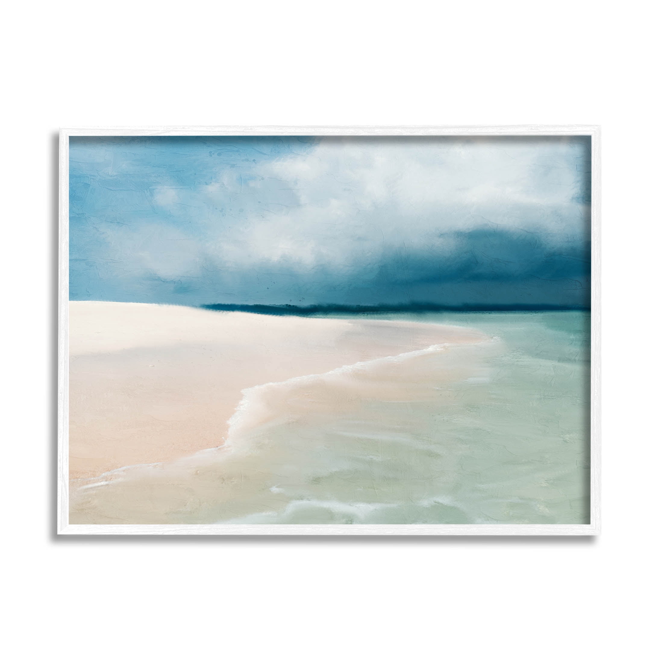 Stupell Industries Tranquil Clear Summer Beach Waves Painting White Framed Art Print Wall Art, Design by Kim Allen