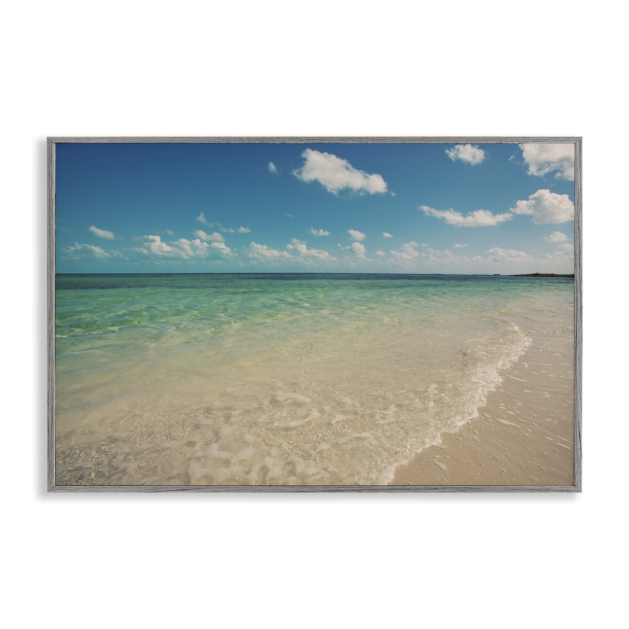 Stupell Industries Tranquil Coast Shore Coastal Photography Gray Framed Art Print Wall Art, 24 x 16
