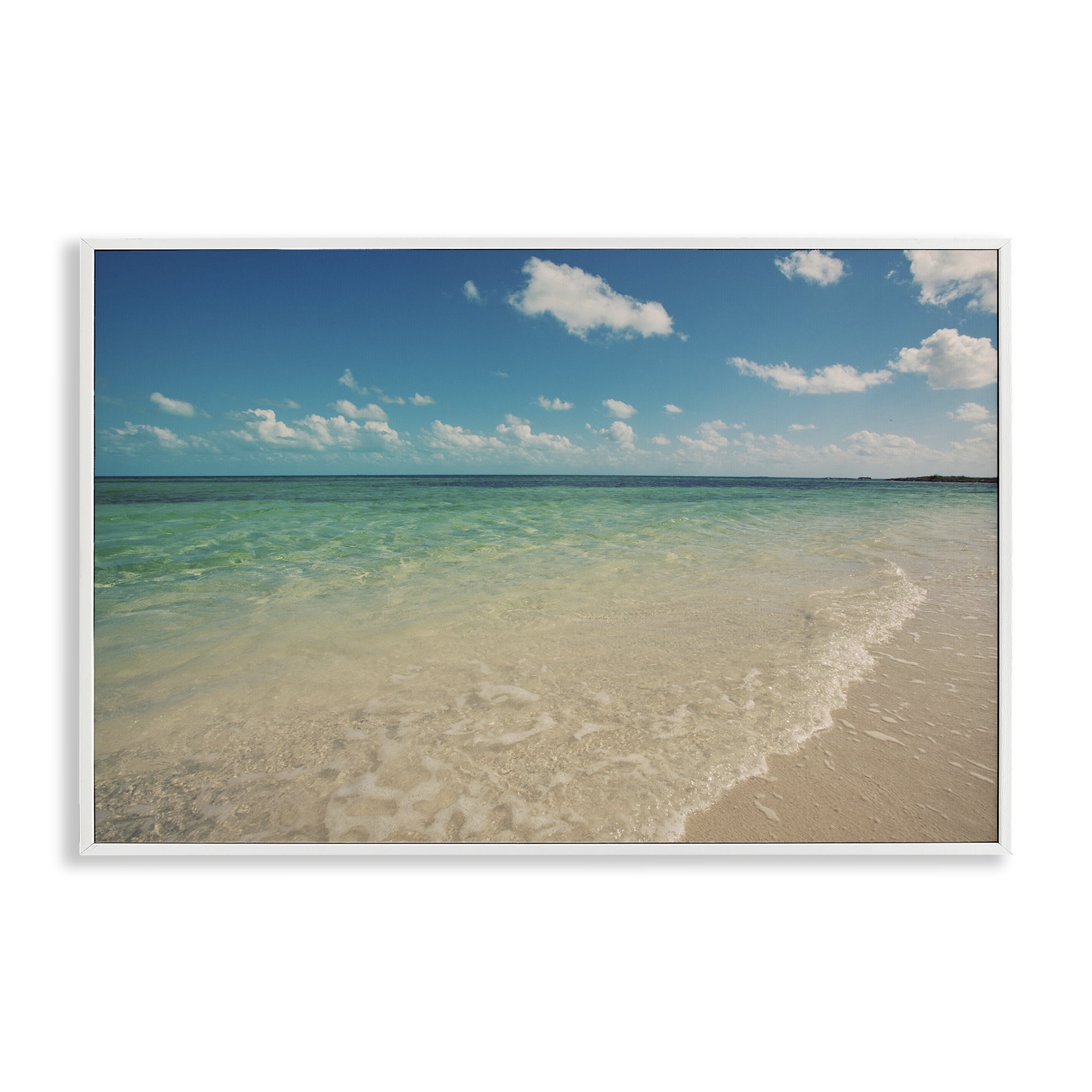 Stupell Industries Tranquil Coast Shore Coastal Photography White Framed Art Print Wall Art, 18 x 12