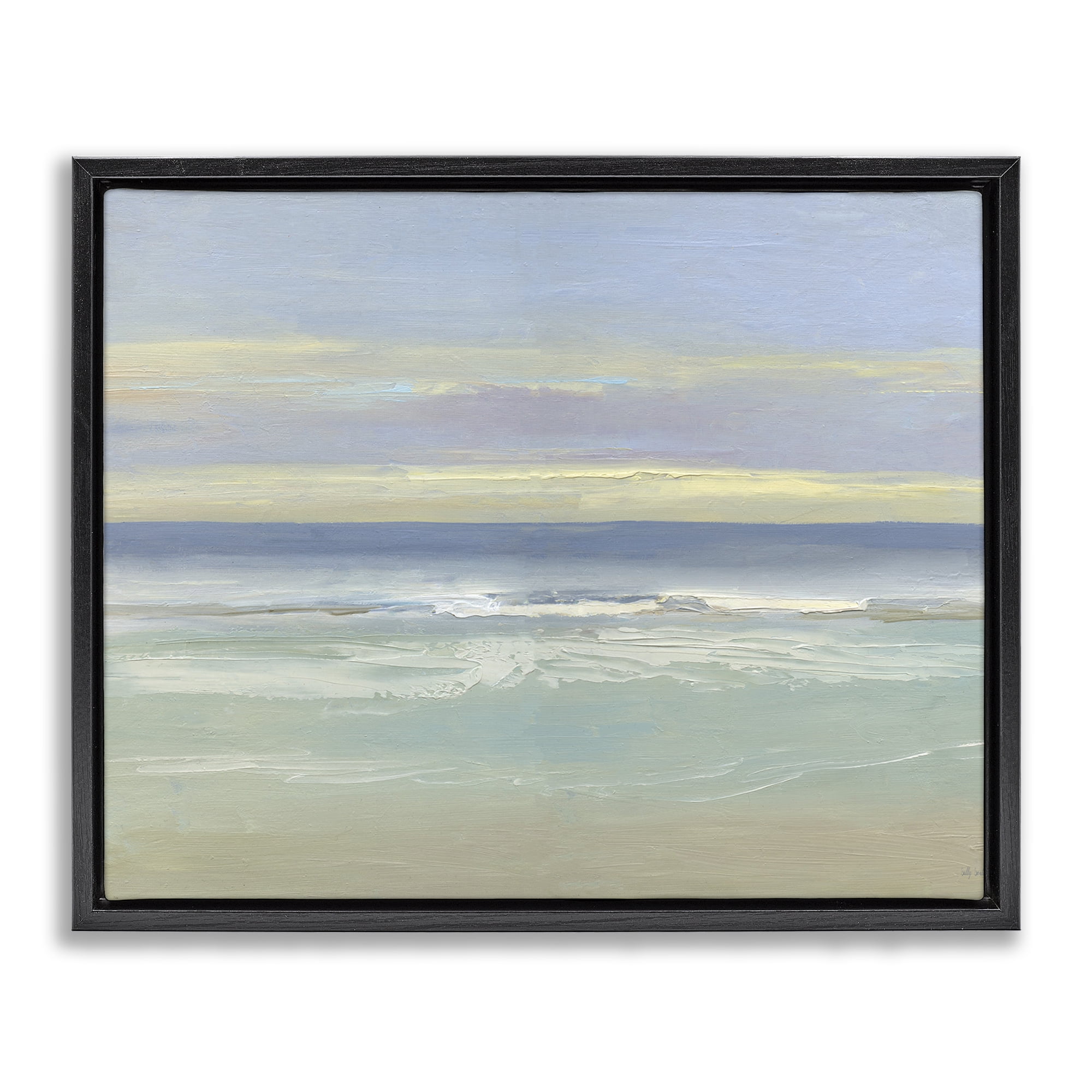 Stupell Industries Tranquil Coastal Morning Waves Black Framed Floater Canvas Wall Art, design by Sally Swatland