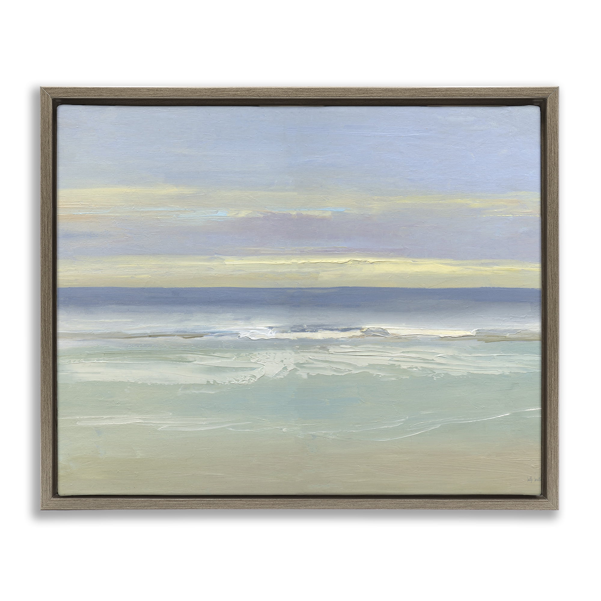 Stupell Industries Tranquil Coastal Morning Waves Brown Framed Floater Canvas Wall Art, design by Sally Swatland