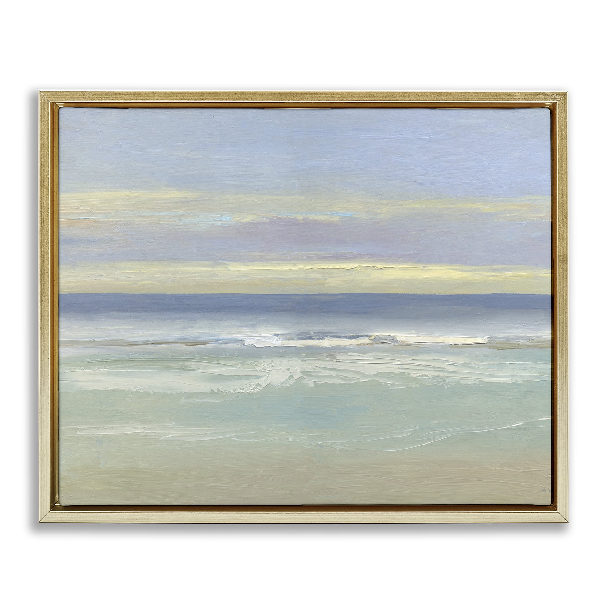 Stupell Industries Tranquil Coastal Morning Waves Gold Framed Floater Canvas Wall Art, design by Sally Swatland
