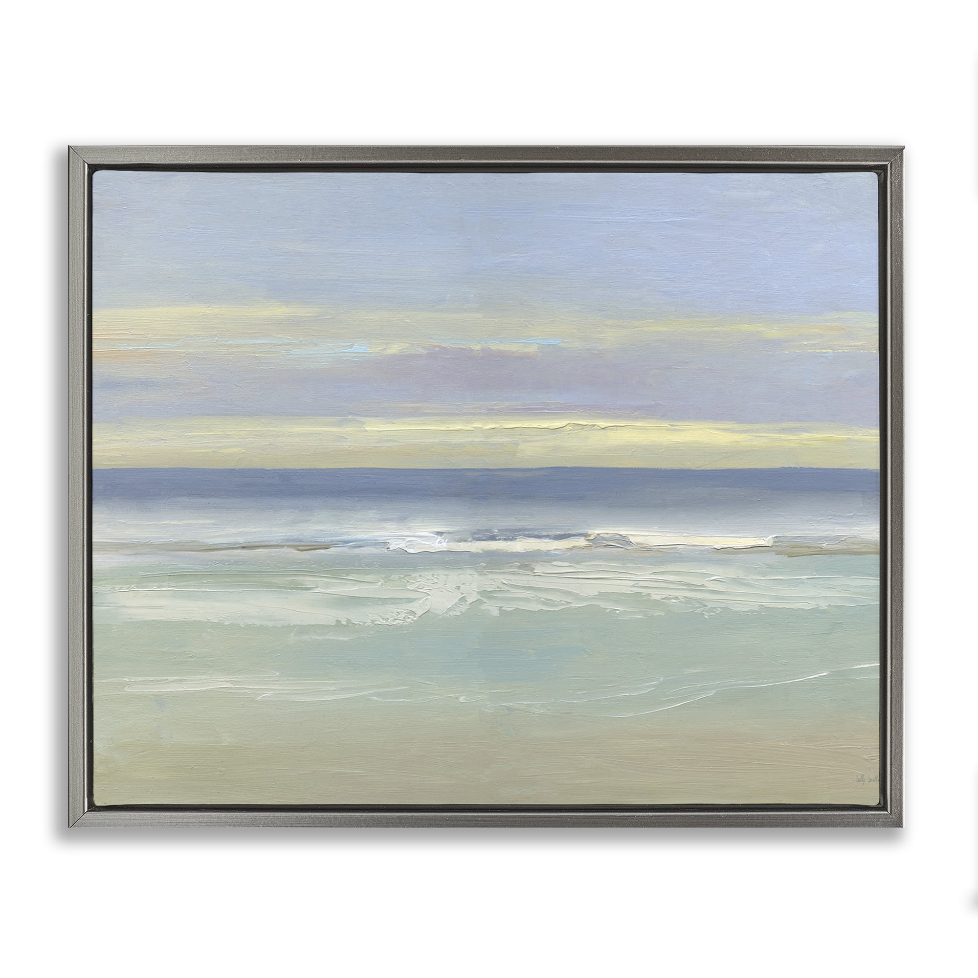 Stupell Industries Tranquil Coastal Morning Waves Gray Framed Floater Canvas Wall Art, design by Sally Swatland