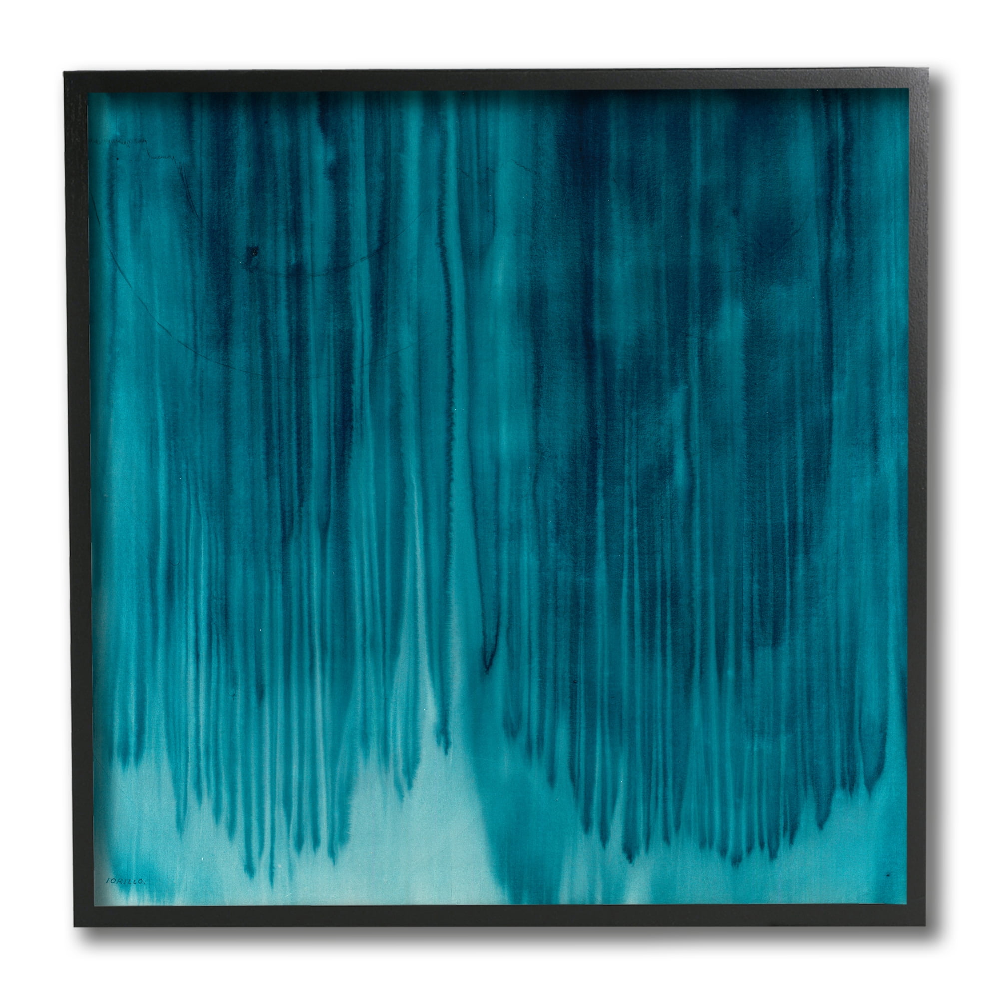 Stupell Industries Tranquil Cool Blue Paint Drip Dark Abstraction,12 x 12,Designed by Jeff Iorillo