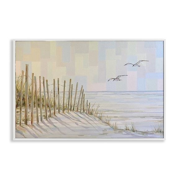 Stupell Industries Tranquil Dunes Coastal Landscape Beach Painting White Framed Art Print Wall Art, 30 x 20