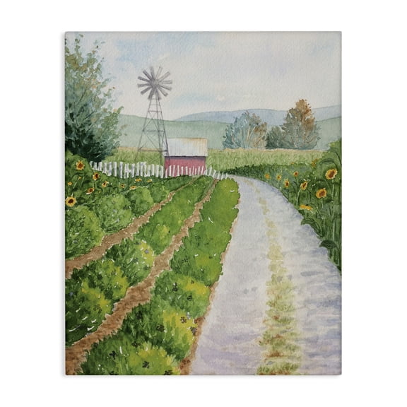 Stupell Industries Tranquil Farm Path Landscape & Nature Painting Wrapped Canvas Canvas Art Print Wall Art, 30 x 40