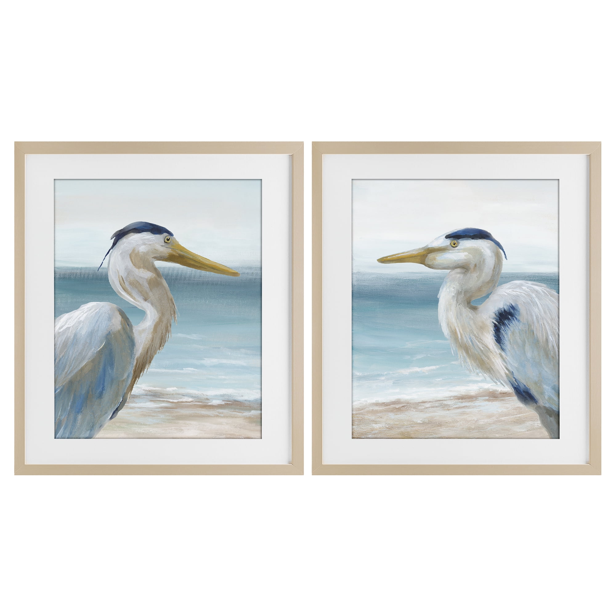 Stupell Industries Tranquil Gaze Herons 2 Piece Birch Framed Print Under Glass Set, design by Nan
