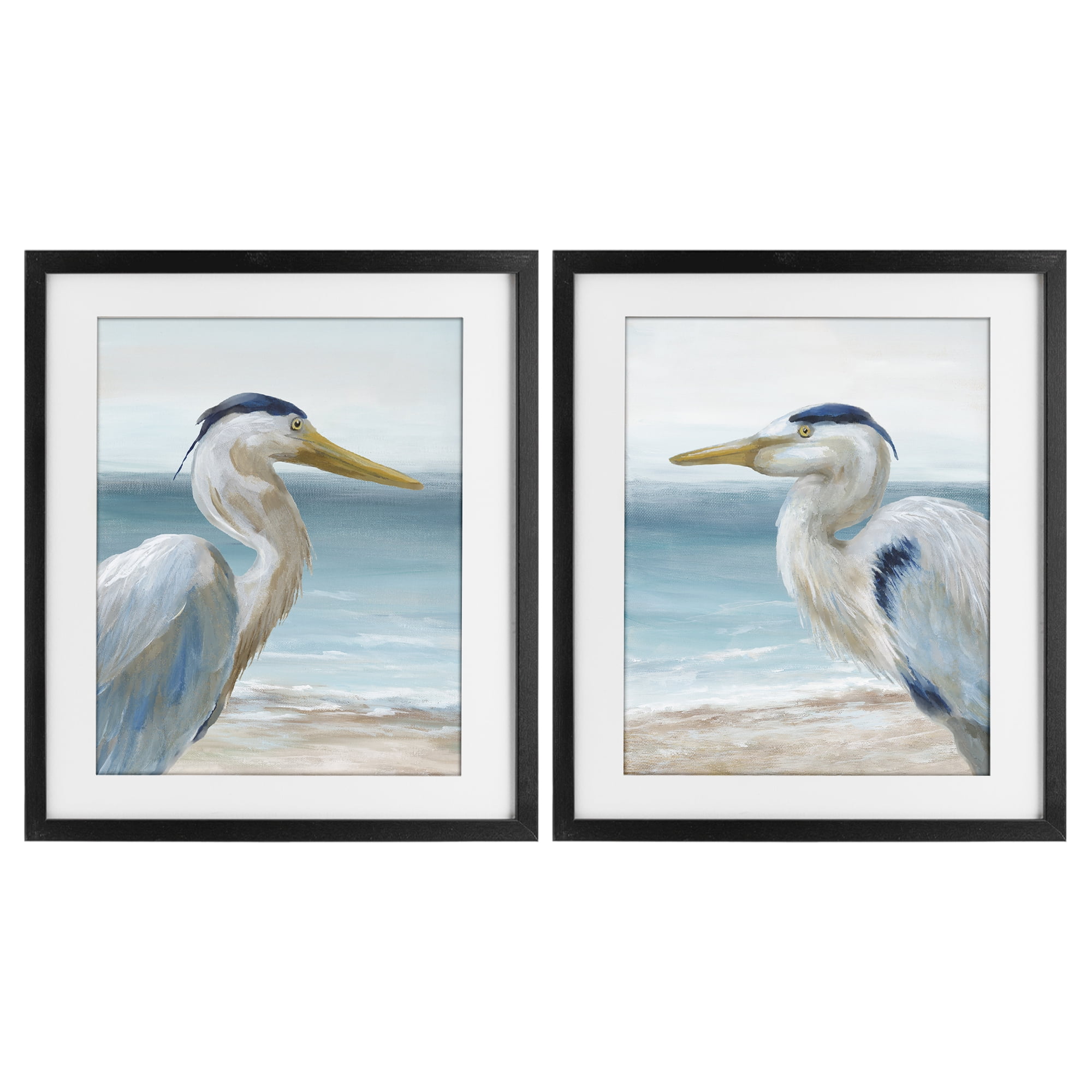 Stupell Industries Tranquil Gaze Herons 2 Piece Black Framed Print Under Glass Set, design by Nan