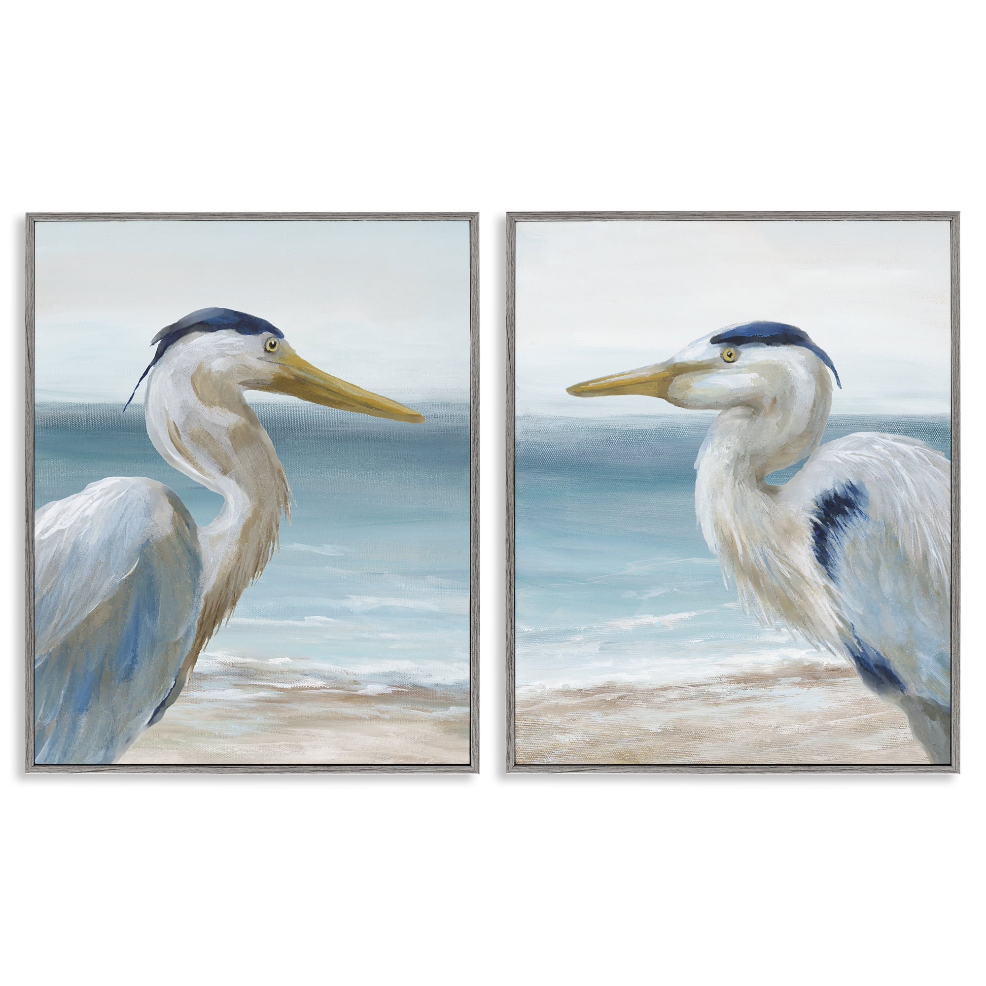 Stupell Industries Tranquil Gaze Herons 2 Piece Gray Framed Giclee Art Set, design by Nan