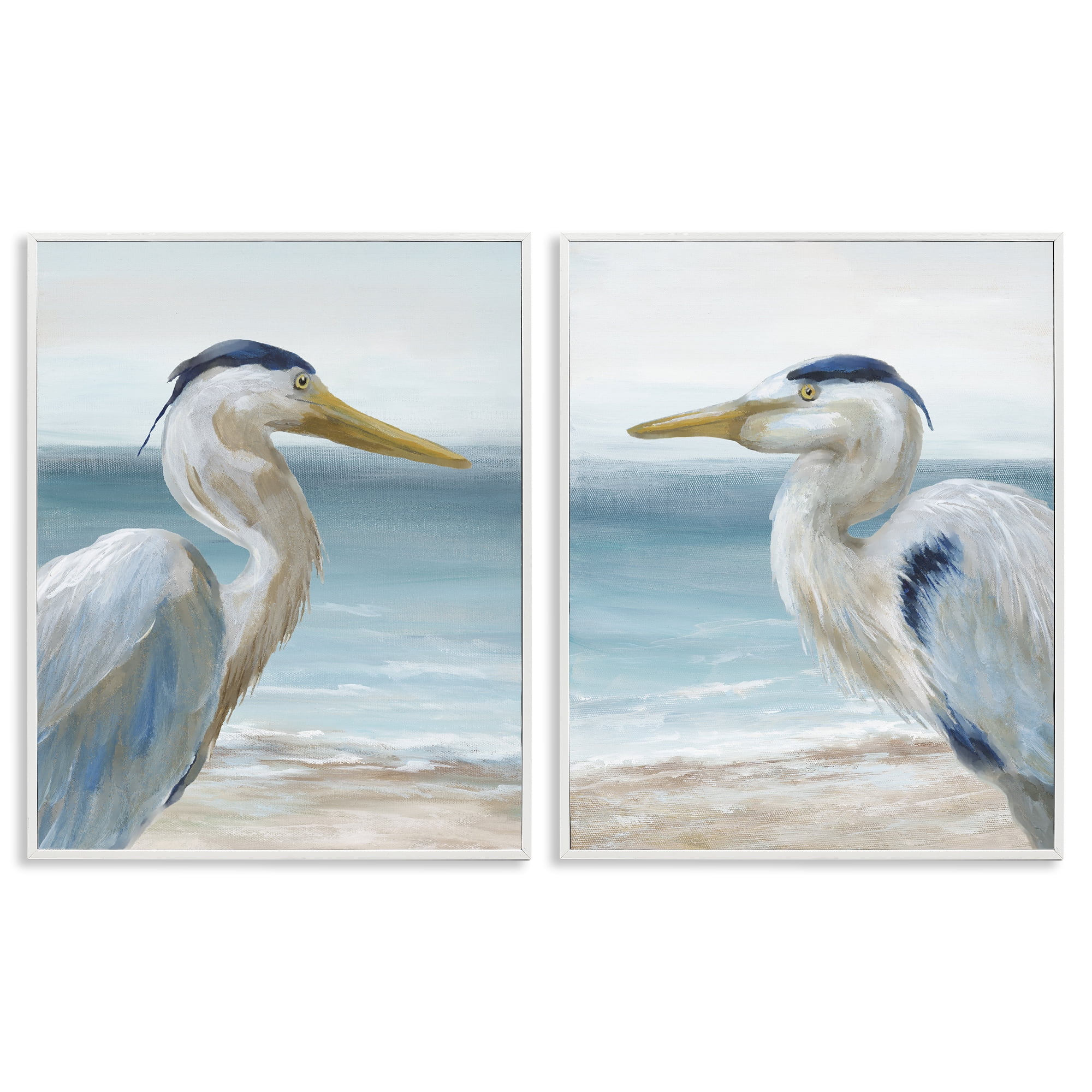 Stupell Industries Tranquil Gaze Herons 2 Piece White Framed Giclee Art Set, design by Nan