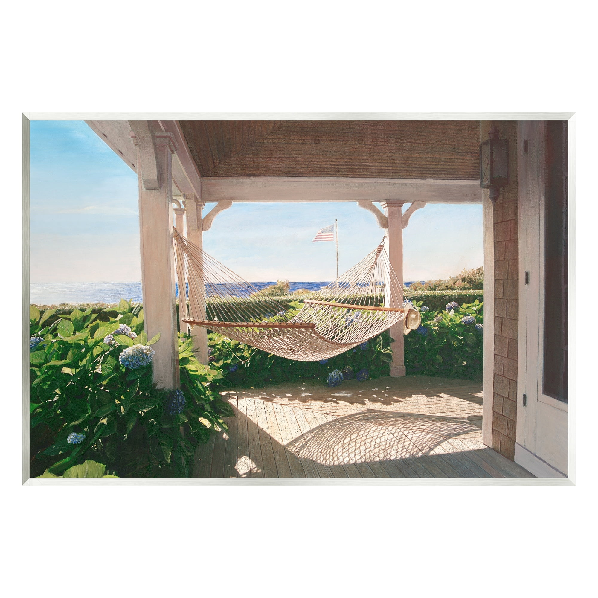 Stupell Industries Tranquil Hammock Warm Sunlit Porch Rural Garden Painting Unframed Art Print Wall Art, Design by Tom Mielko