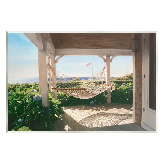 Stupell Industries Tranquil Hammock Warm Sunlit Porch Rural Garden Painting Unframed Art Print Wall Art, Design by Tom Mielko