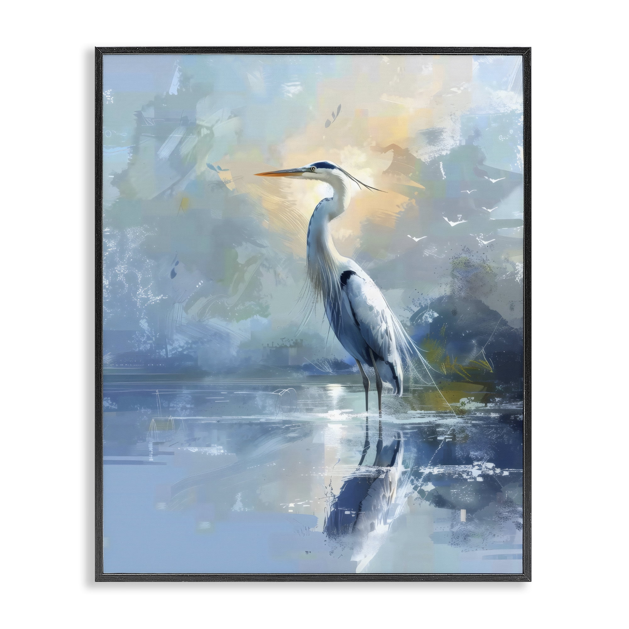 Stupell Industries Tranquil Heron with Dawn Glow Black Framed Giclee Art, design by Creative Studio