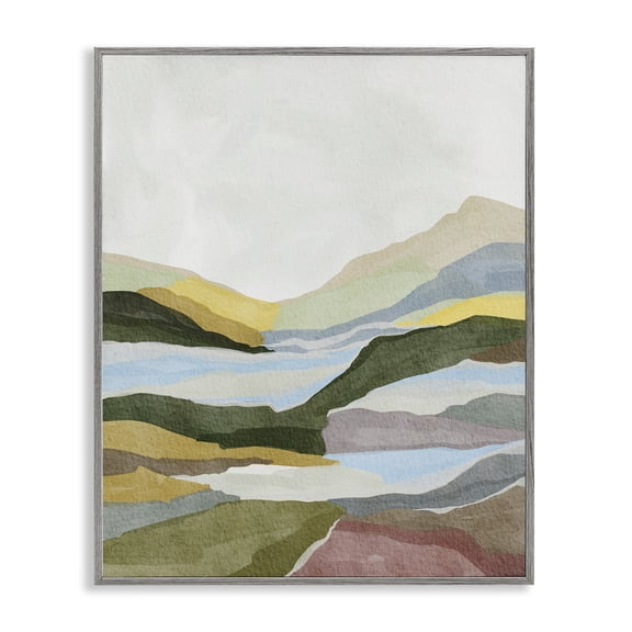 Stupell Industries Tranquil Hill Abstract View Abstract Painting Gray Framed Art Print Wall Art, 24 x 30