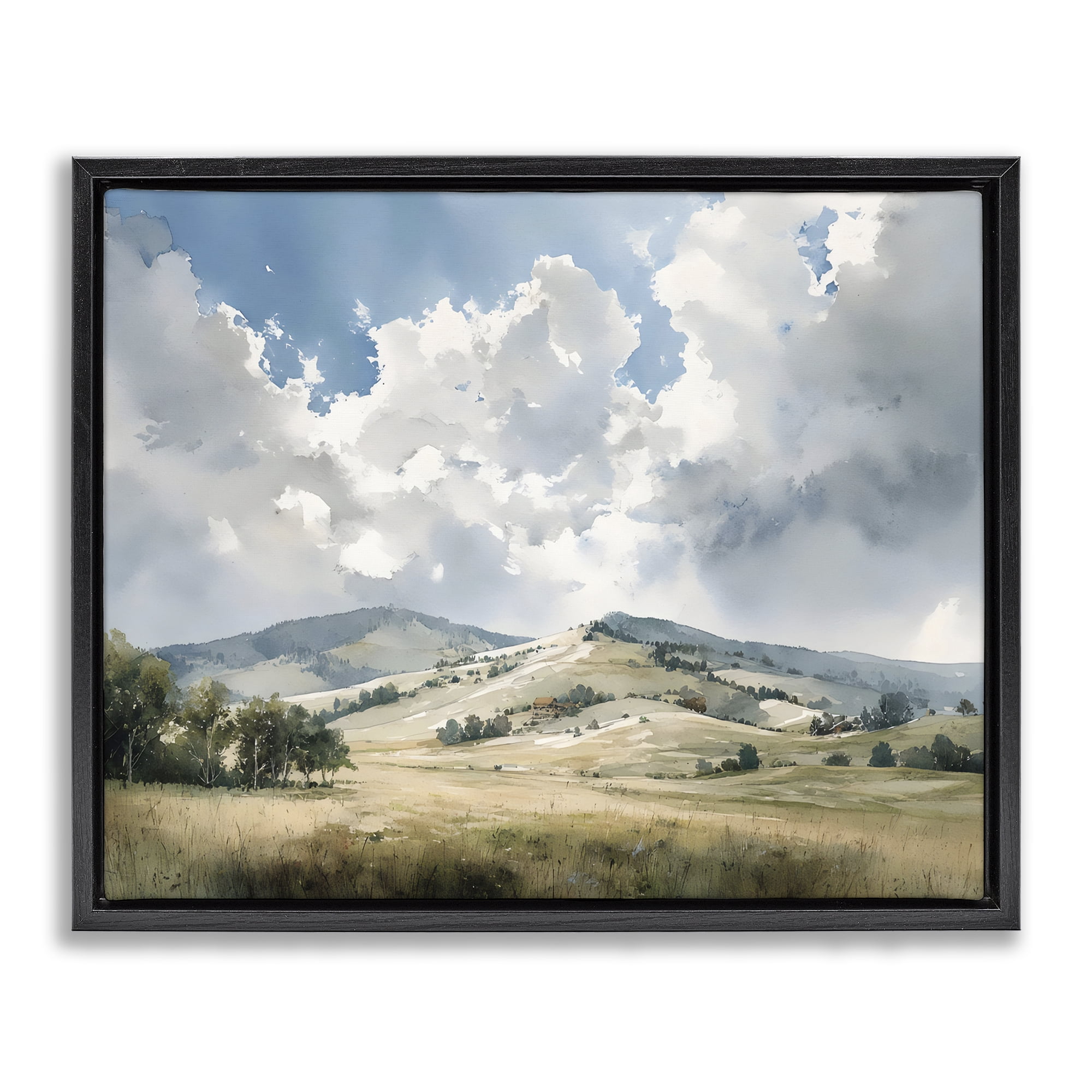 Stupell Industries Tranquil Hills Meadow Black Framed Floater Canvas Wall Art, design by Franklyn Gregory
