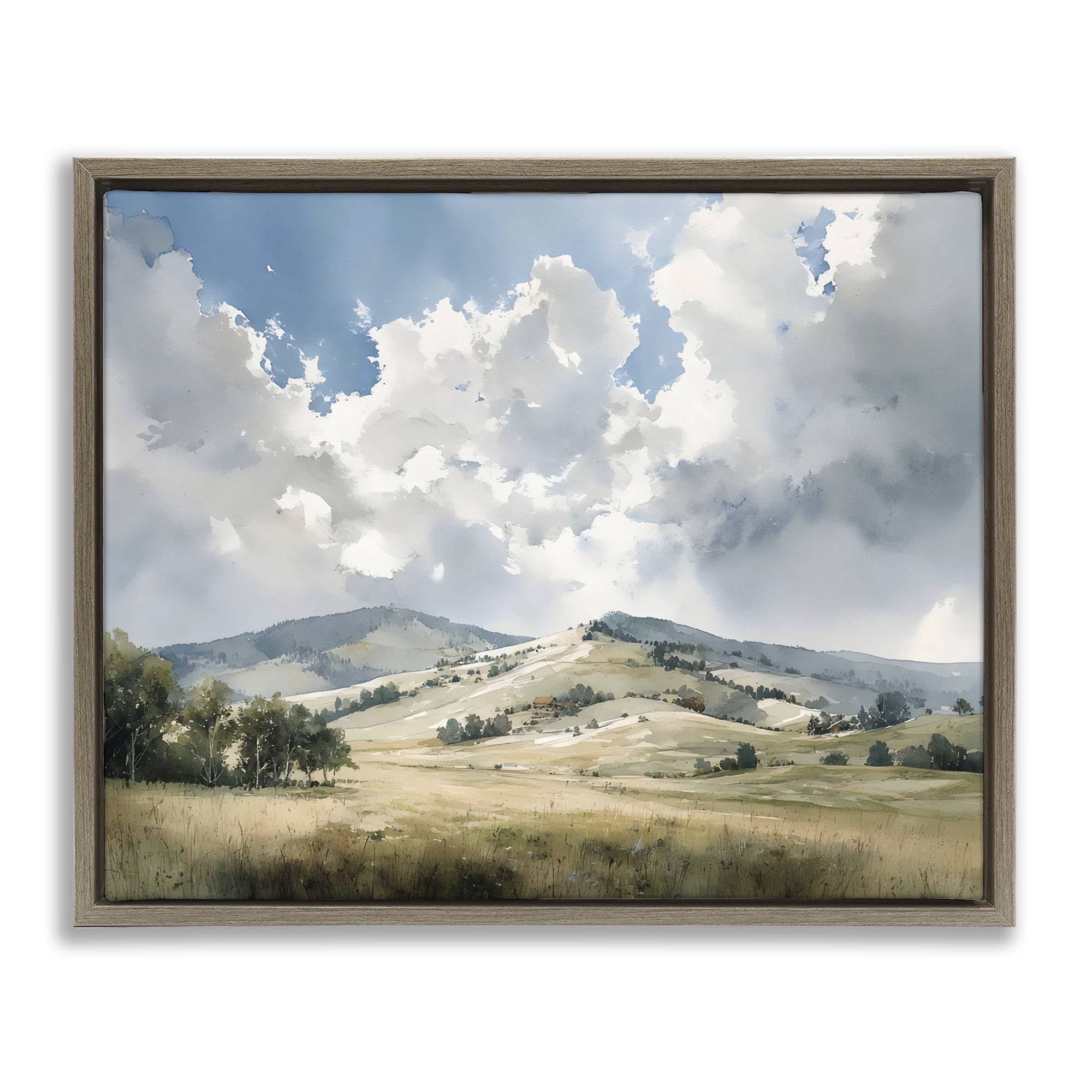 Stupell Industries Tranquil Hills Meadow Brown Framed Floater Canvas Wall Art, design by Franklyn Gregory