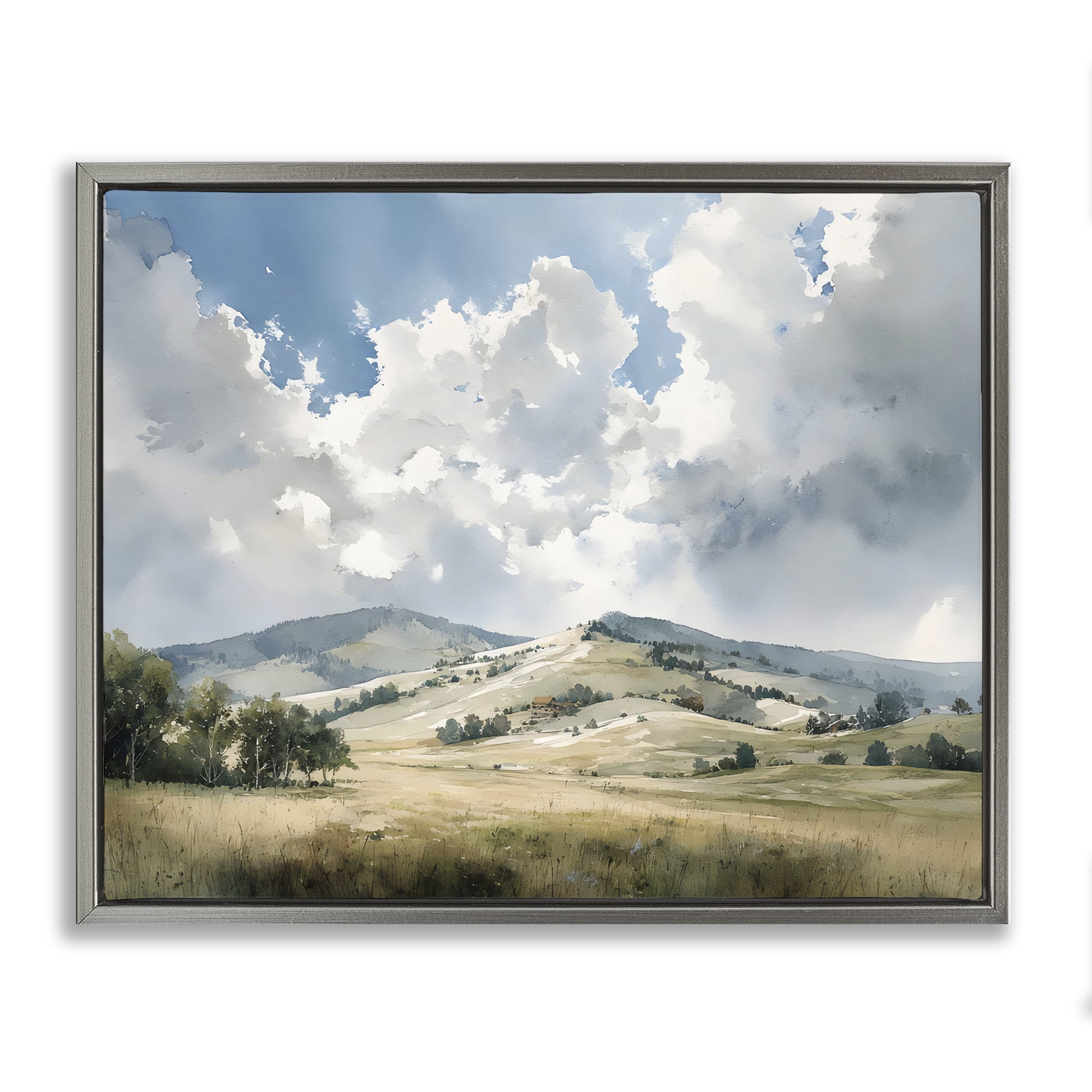 Stupell Industries Tranquil Hills Meadow Gray Framed Floater Canvas Wall Art, design by Franklyn Gregory