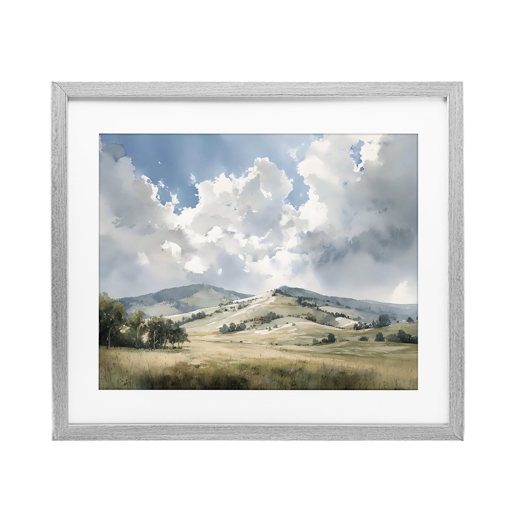 Stupell Industries Tranquil Hills Meadow Gray Framed Print Under Glass, design by Franklyn Gregory