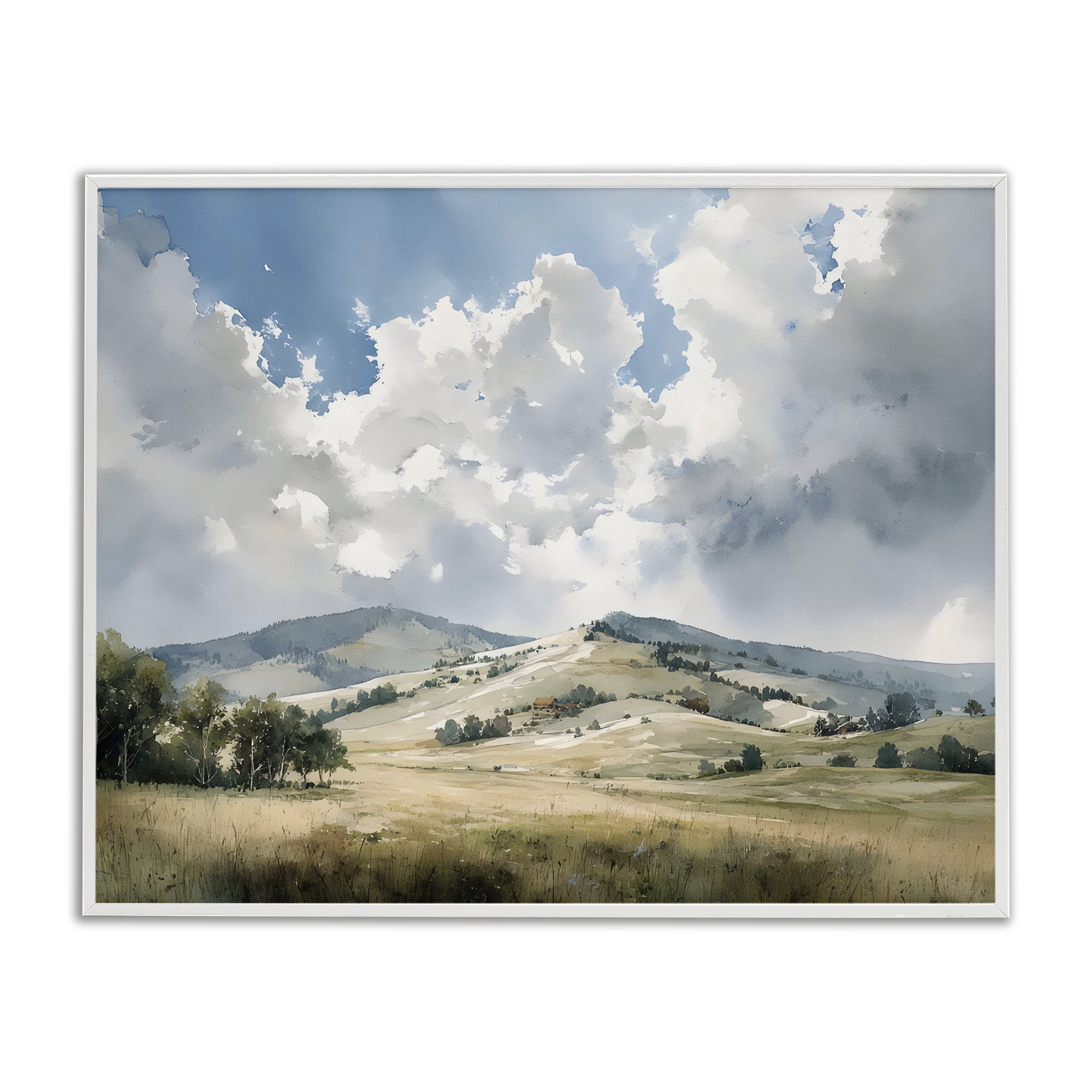 Stupell Industries Tranquil Hills Meadow White Framed Giclee Art, design by Franklyn Gregory