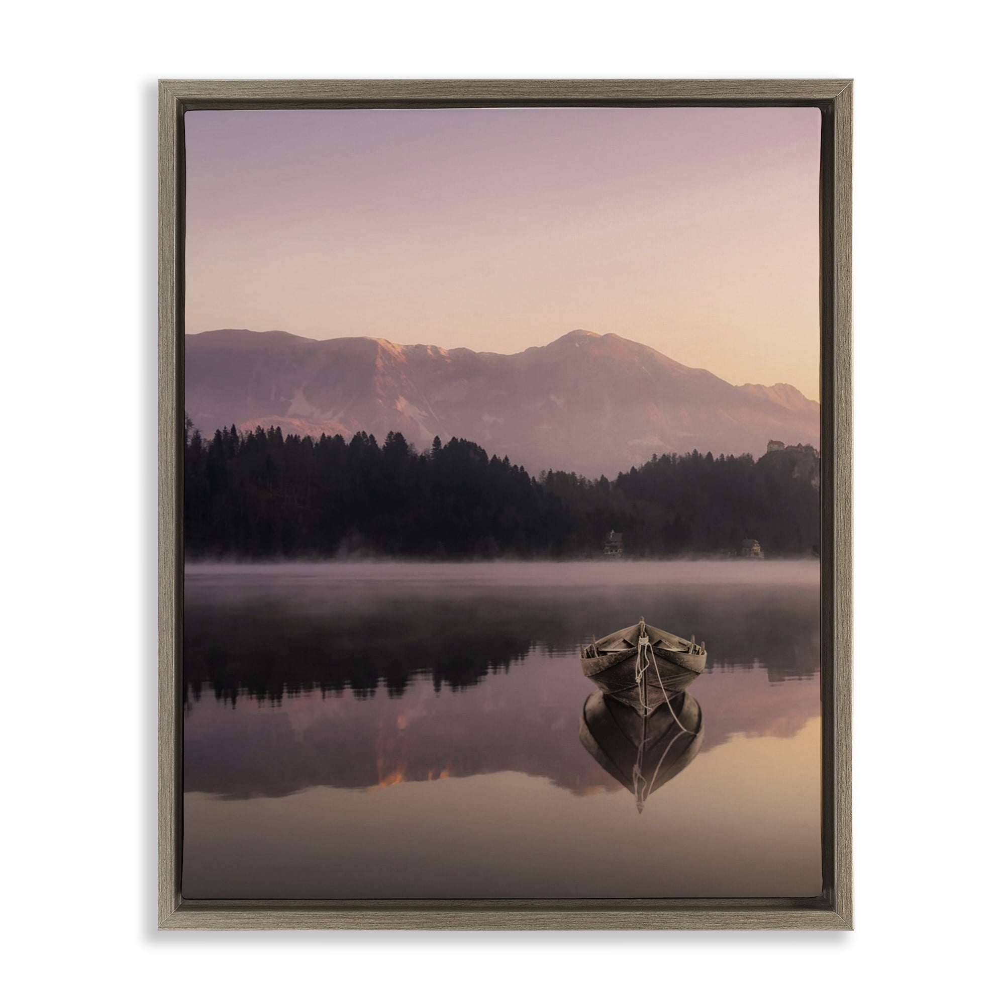 Stupell Industries Tranquil Lake Sunsets Brown Framed Floater Canvas Wall Art, design by Marcus Prime