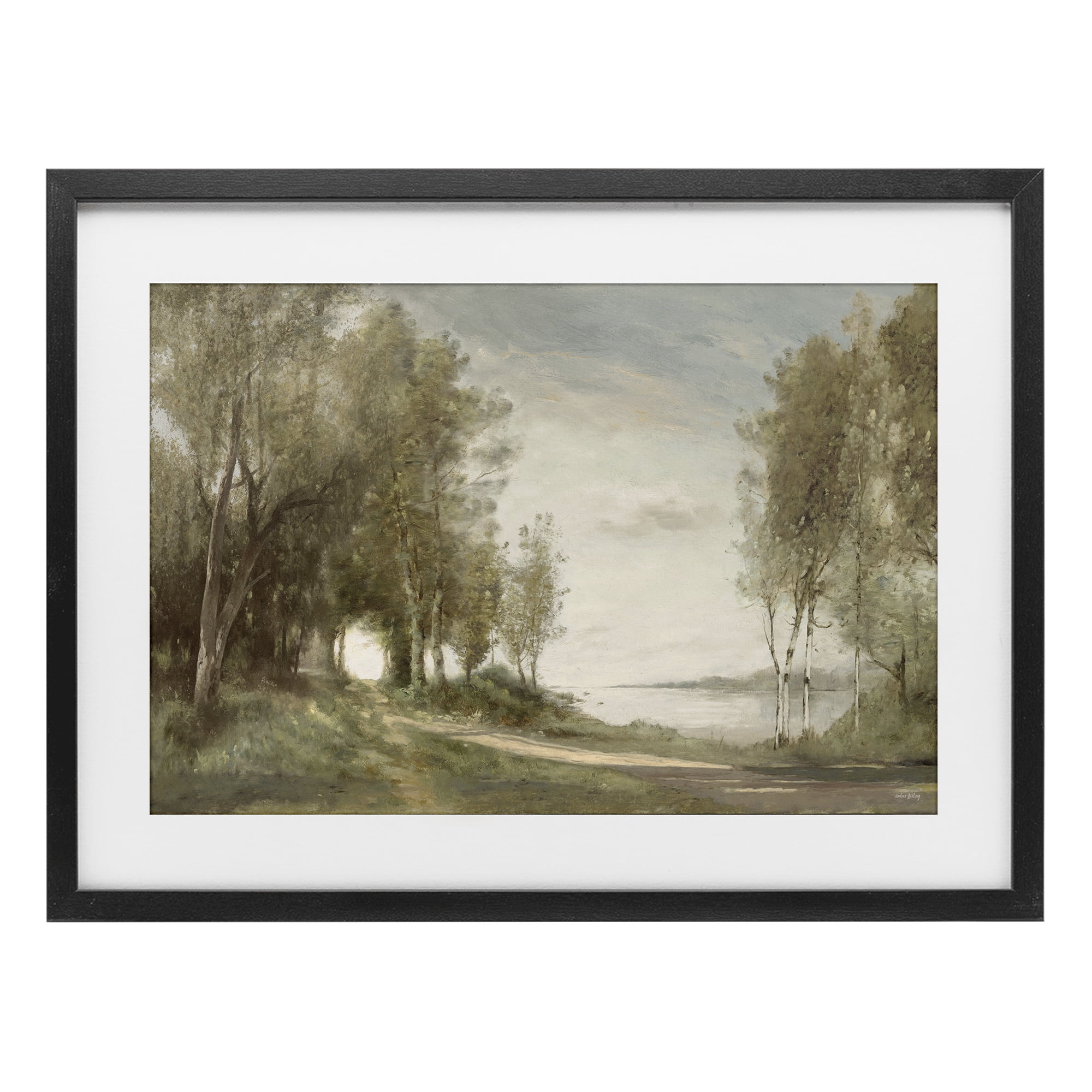 Stupell Industries Tranquil Lakeside Path Black Framed Print Under Glass, design by Amber Sterling