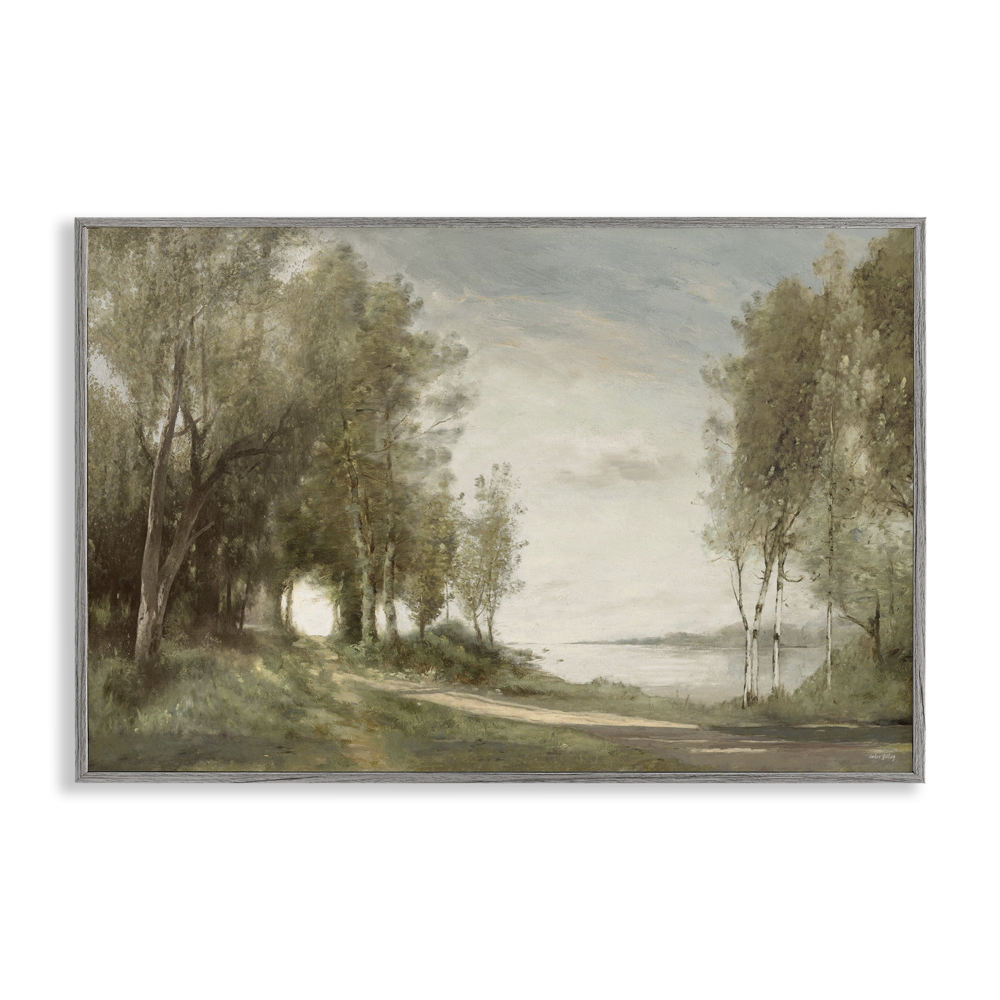 Stupell Industries Tranquil Lakeside Path Gray Framed Giclee Art, design by Amber Sterling