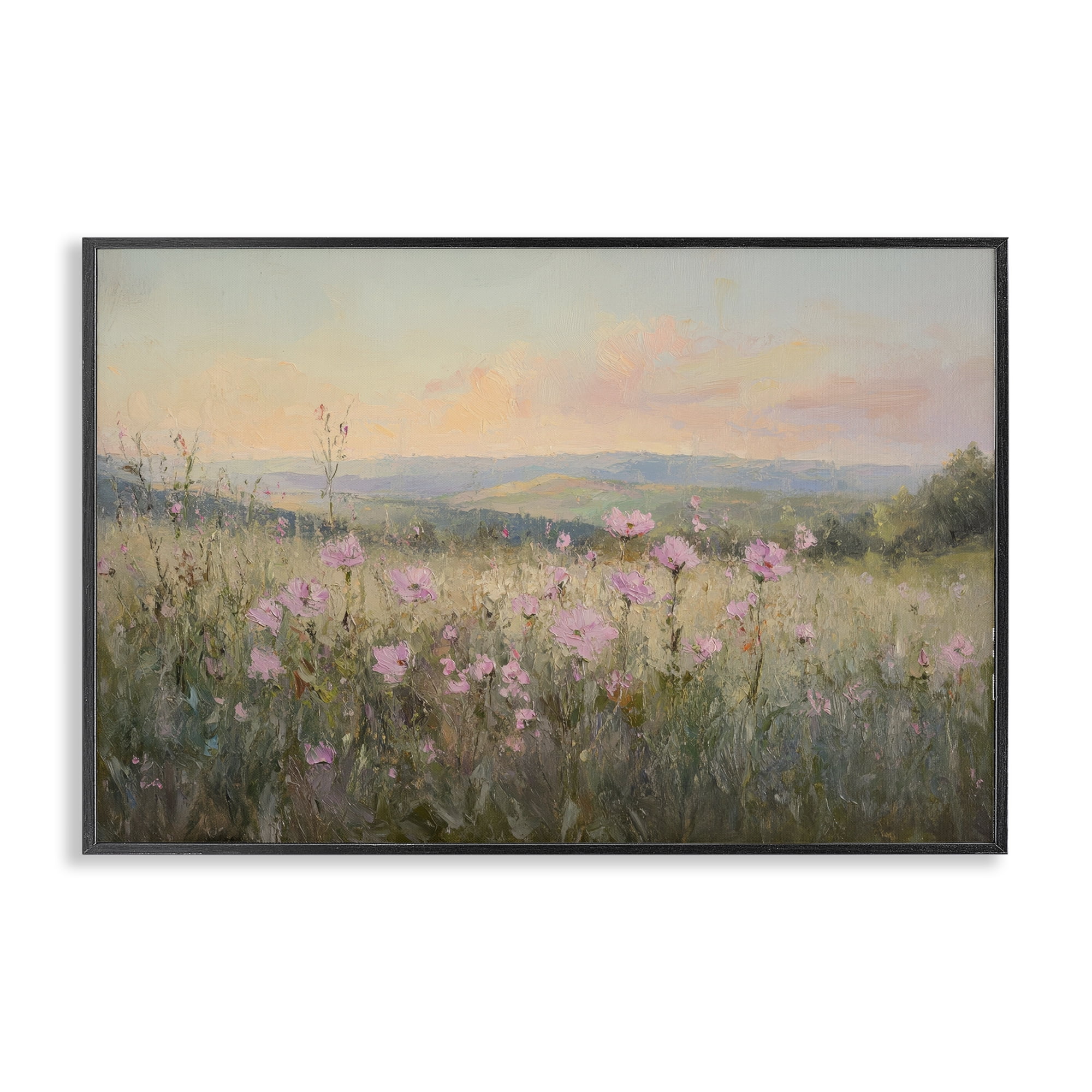 Stupell Industries Tranquil Meadow At Dawn Black Framed Giclee Art, design by Petal Prints Design