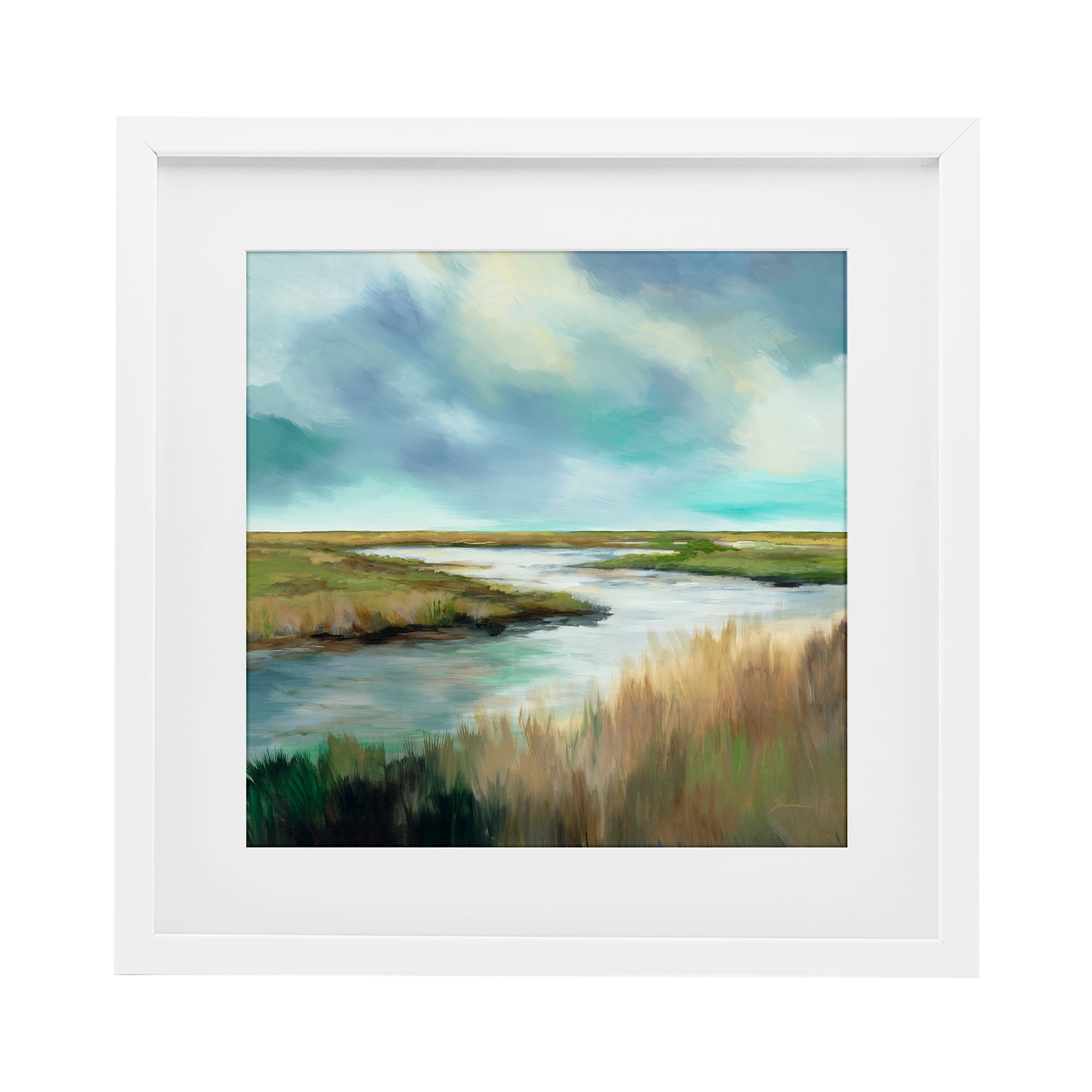 Stupell Industries Tranquil Meadow and Wetlands White Framed Print Under Glass, design by Liz Jardine