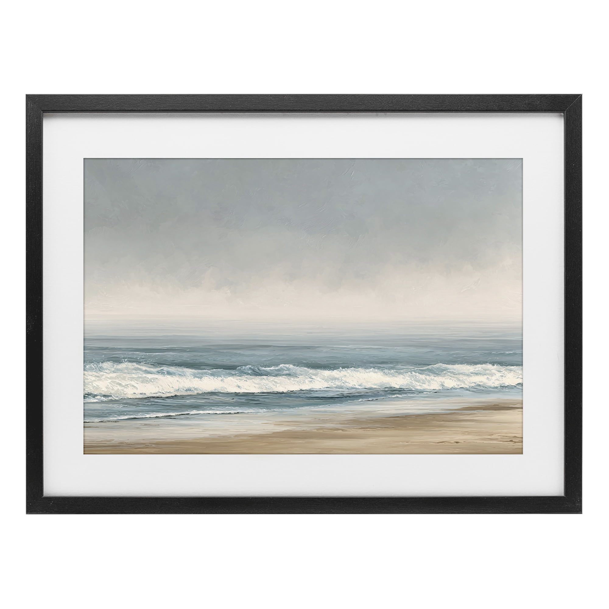 Stupell Industries Tranquil Mist Beachscape Black Framed Print Under Glass, design by Jacky Ngan