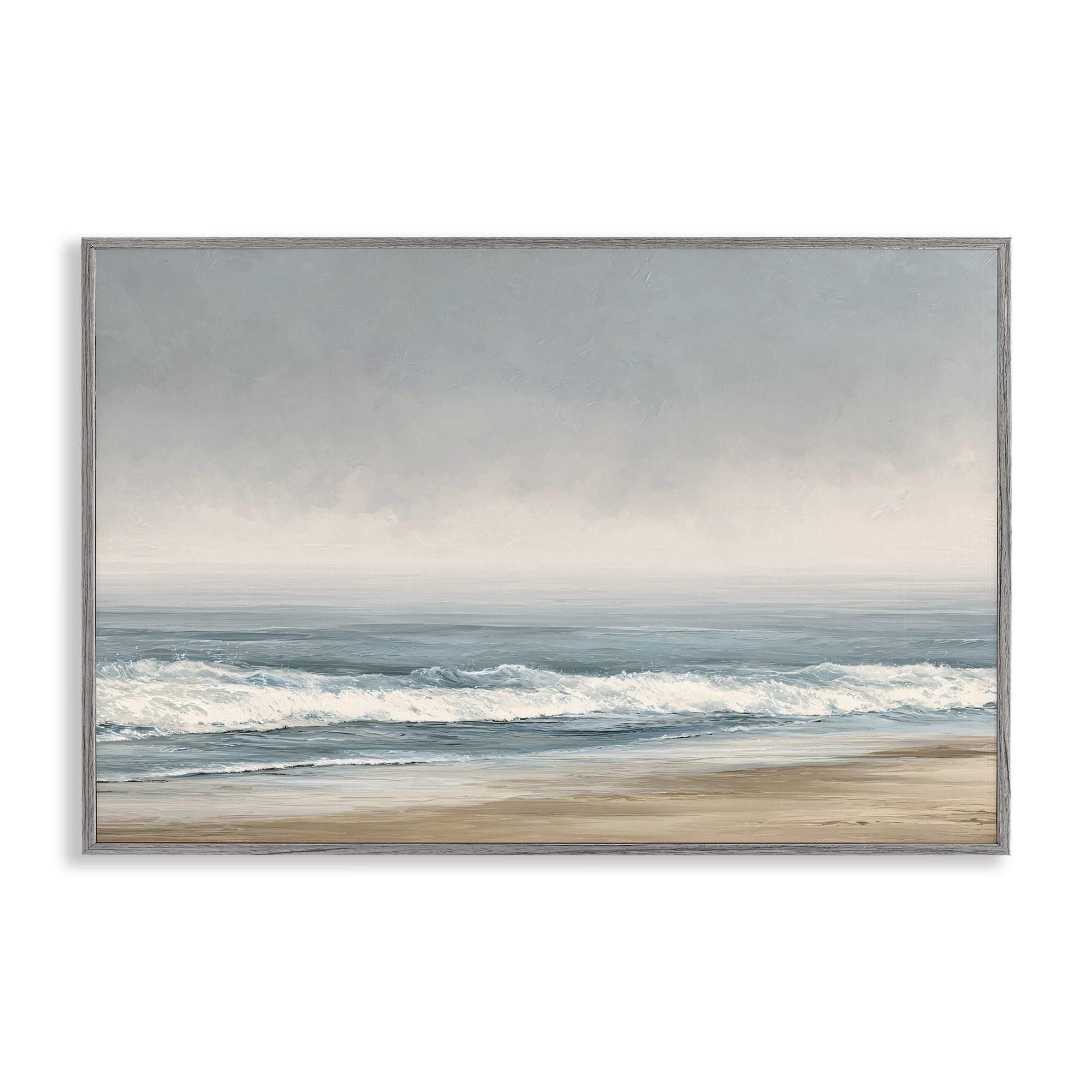 Stupell Industries Tranquil Mist Beachscape Gray Framed Giclee Art, design by Jacky Ngan