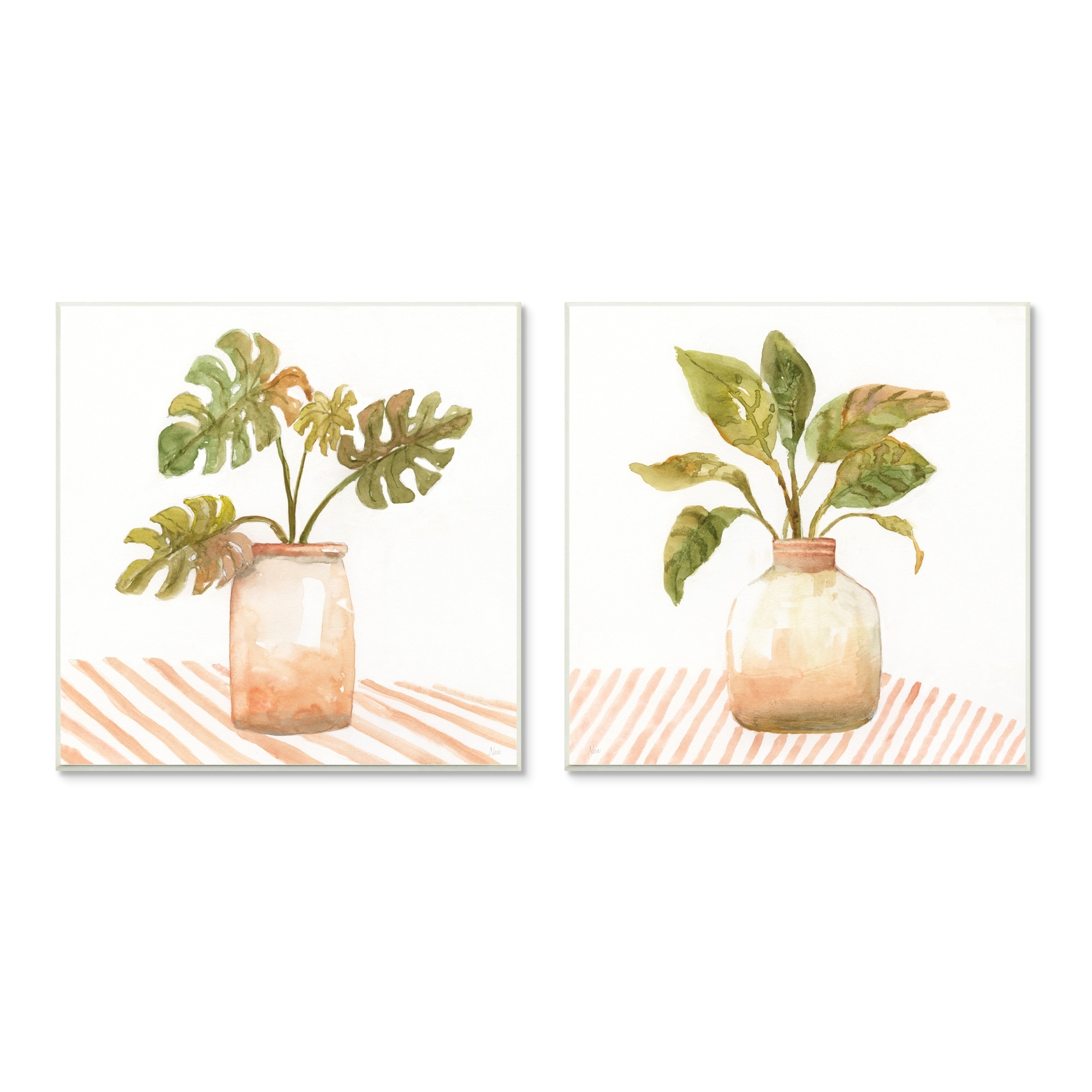 Stupell Industries Tranquil Monstera Leaf Herbal Plant Vase Patterned Tabletop,12 x 12, Design by Nan