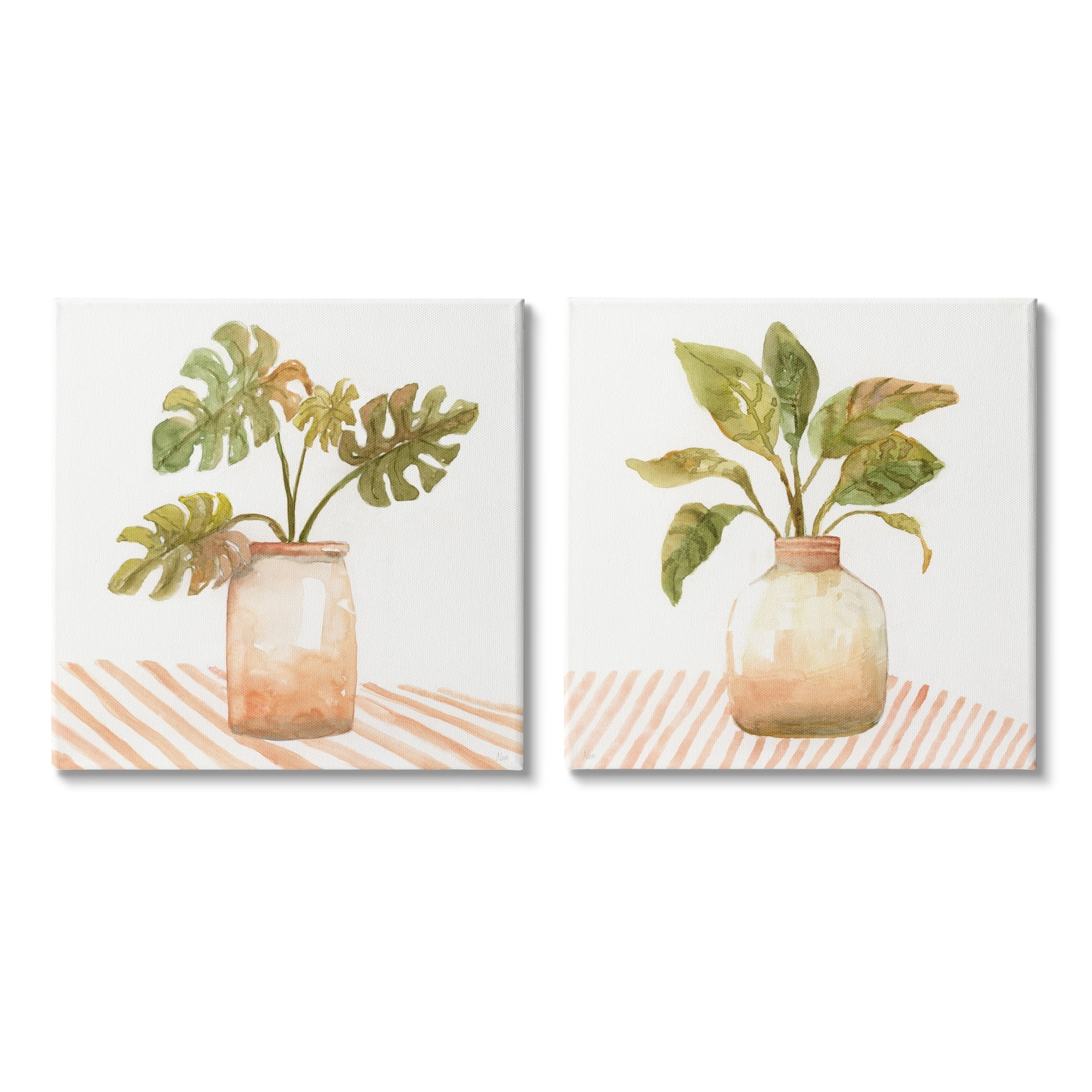 Stupell Industries Tranquil Monstera Leaf Herbal Plant Vase Patterned Tabletop,17 x 17, Design by Nan