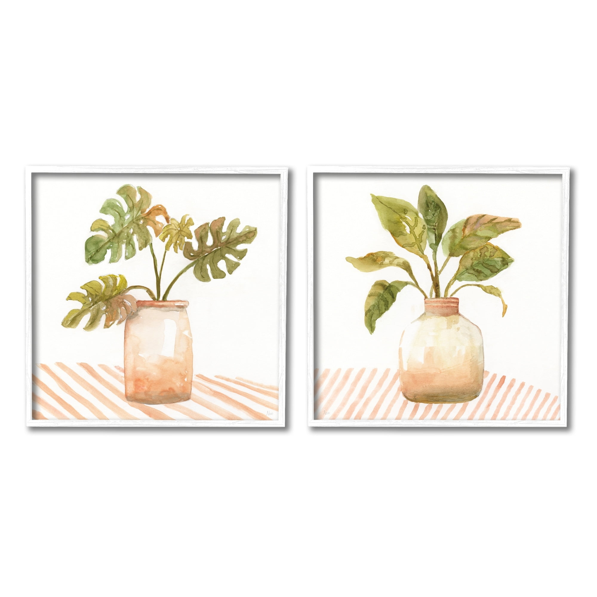 Stupell Industries Tranquil Monstera Leaf Herbal Plant Vase Patterned Tabletop,17 x 17, Design by Nan