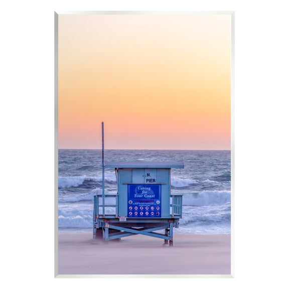 Stupell Industries Tranquil Orange Sunset Beach Hut Ocean Shore Photograph Unframed Art Print Wall Art, Design by Jeff Poe