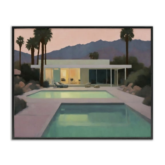 Stupell Industries Tranquil Pool at Sunset Landscape & Nature Painting Black Framed Art Print Wall Art, 14 x 11