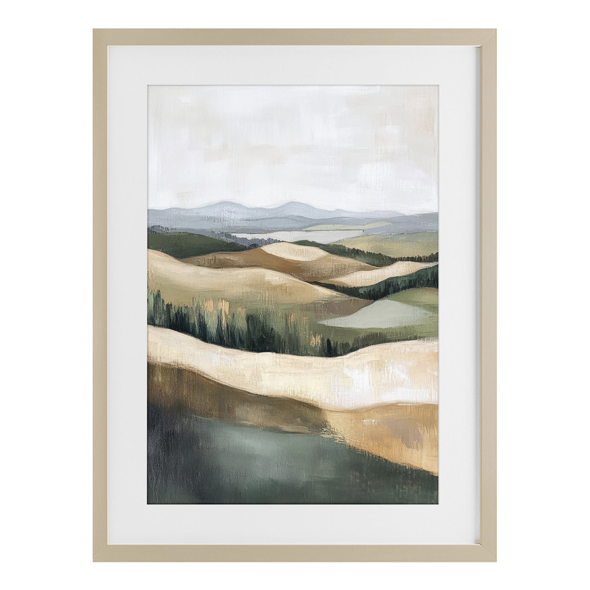 Stupell Industries Tranquil Rolling Hills & Fields Birch Framed Print Under Glass, design by Petal Prints Design