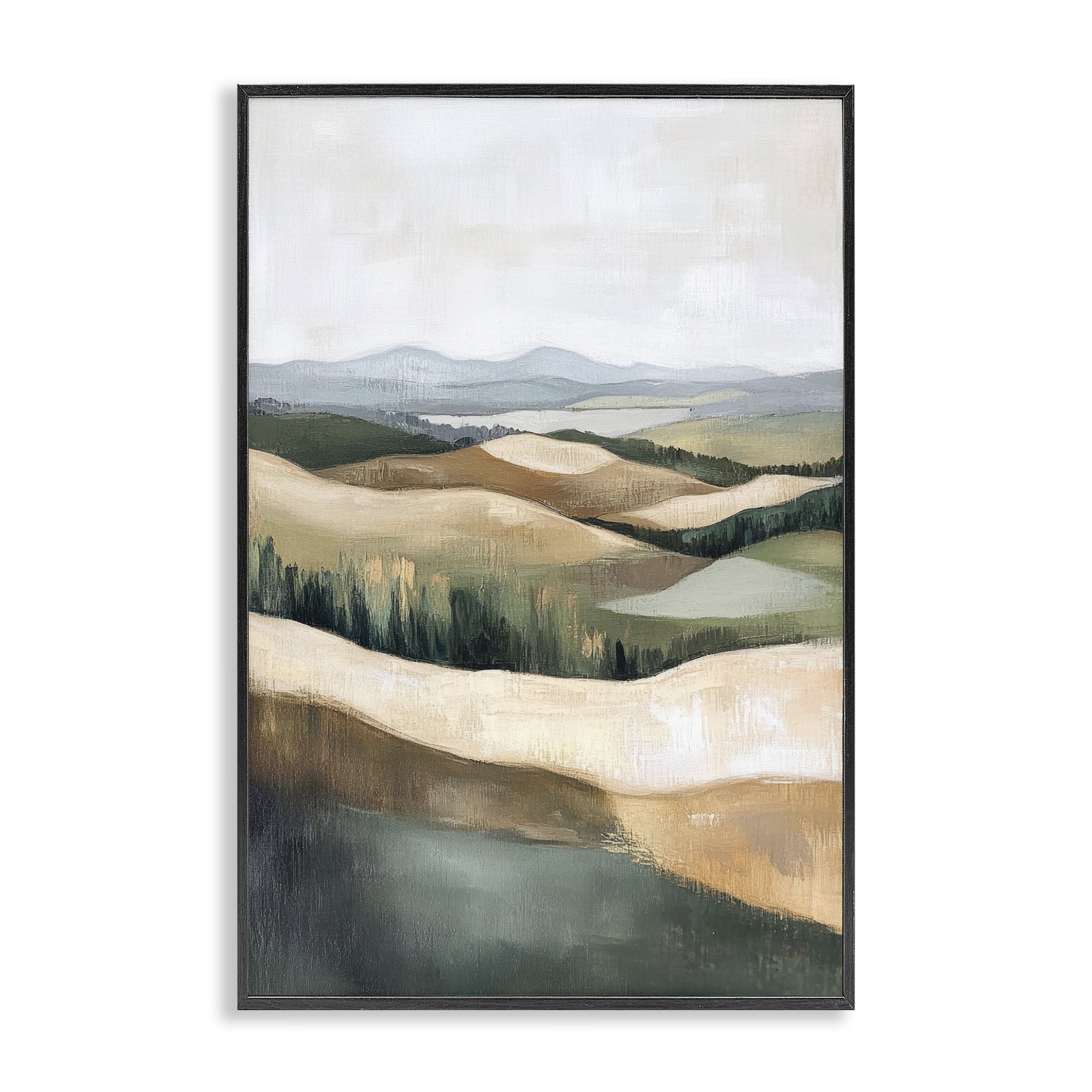 Stupell Industries Tranquil Rolling Hills & Fields Black Framed Giclee Art, design by Petal Prints Design