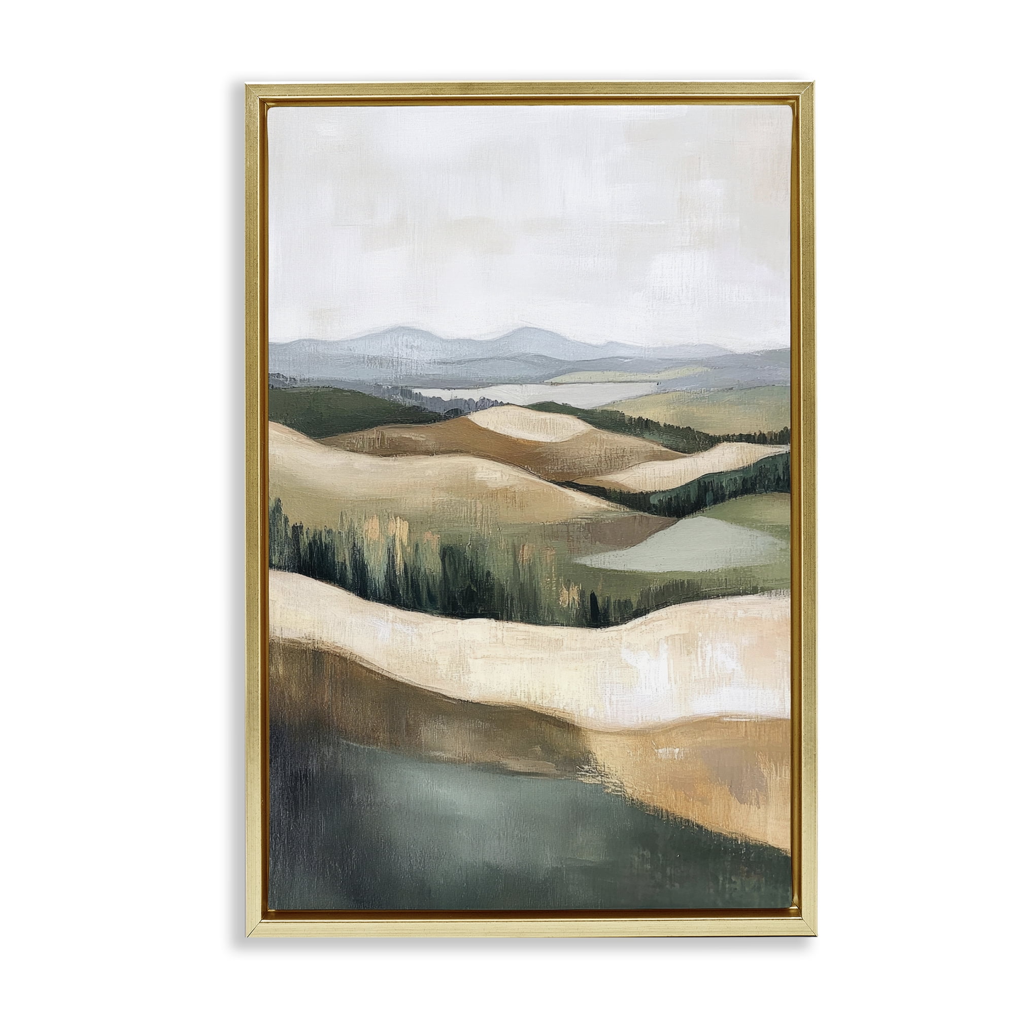 Stupell Industries Tranquil Rolling Hills & Fields Gold Framed Floater Canvas Wall Art, design by Petal Prints Design