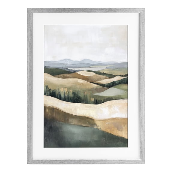 Stupell Industries Scandinavian Tranquil Rolling Hills & Fields Gray Framed Print Under Glass, 17 x 23, by Petals Prints Design