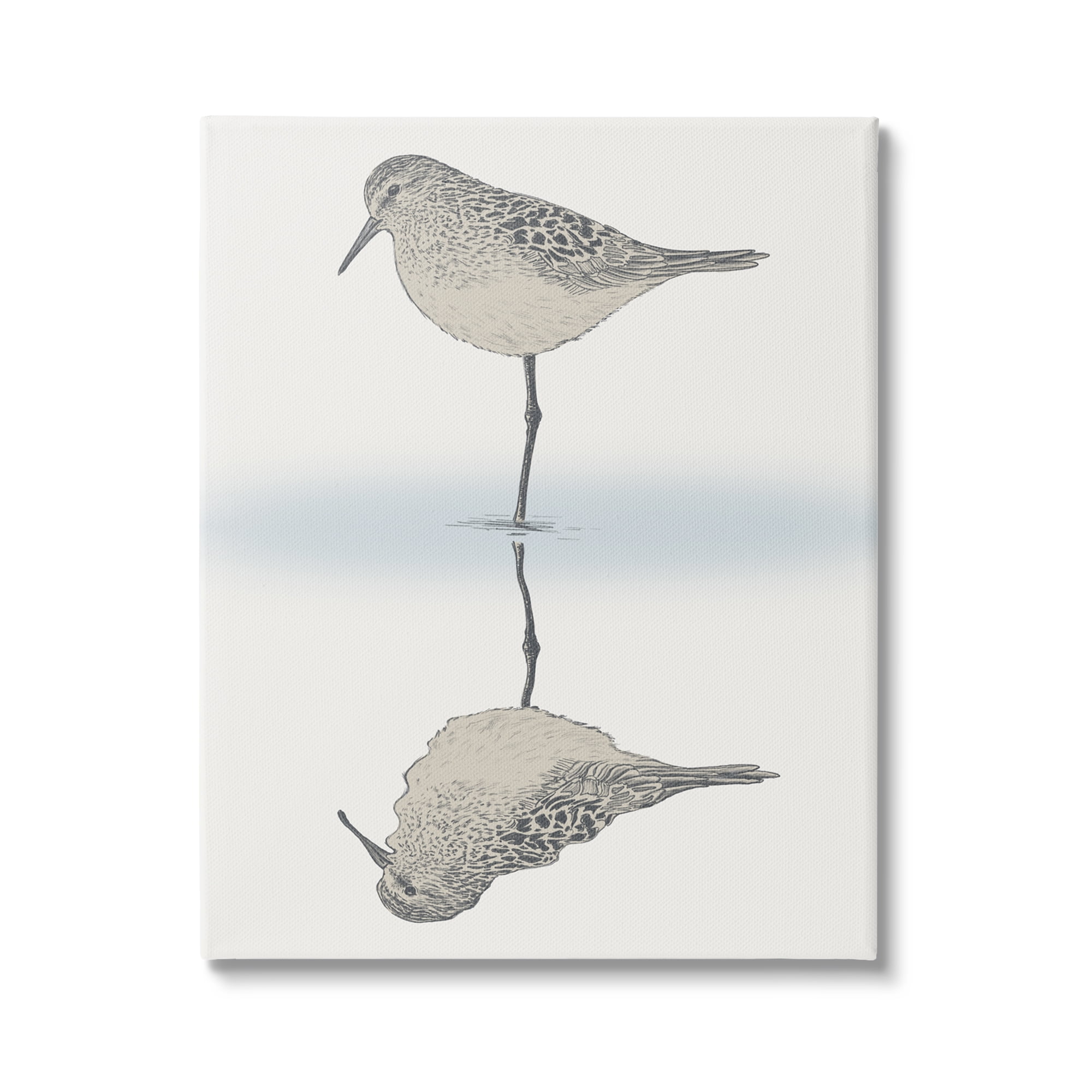 Stupell Industries Tranquil Sandpiper Bird Reflection Shallow Beach Shoreline Graphic Art Gallery Wrapped Canvas Print Wall Art, Design by Ziwei Li