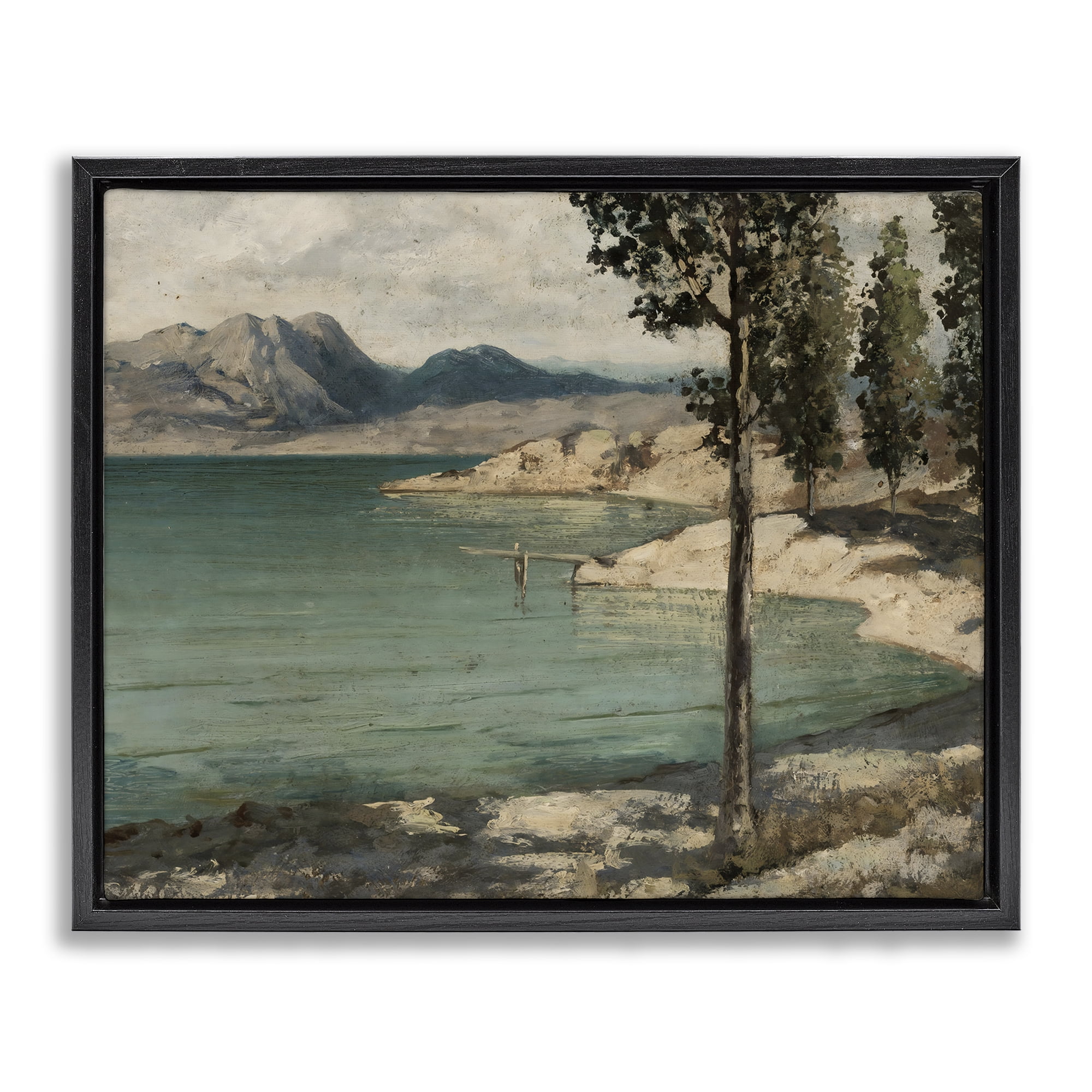 Stupell Industries Tranquil Shore with Trees Black Framed Floater Canvas Wall Art, design by Arlington Prints
