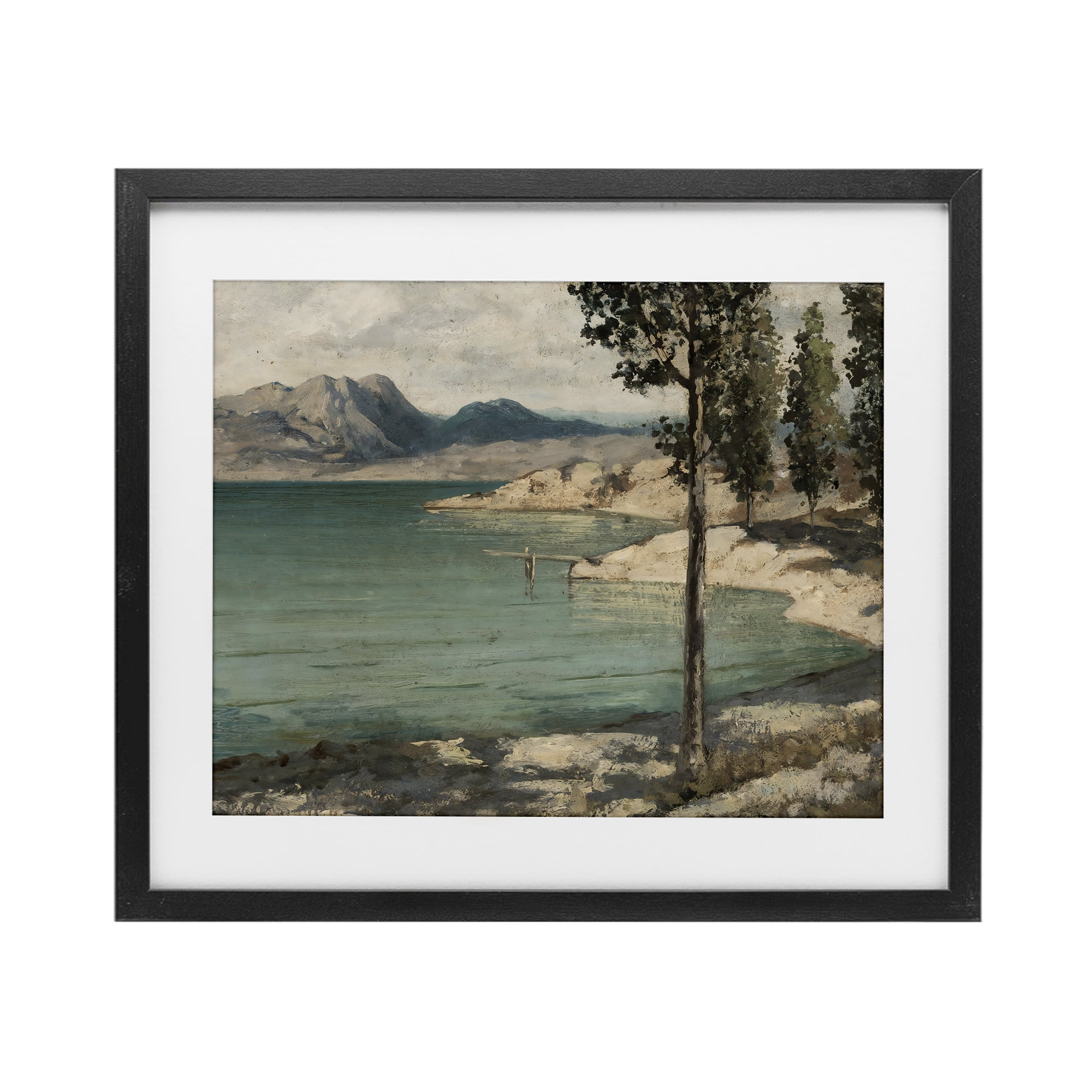 Stupell Industries Tranquil Shore with Trees Black Framed Print Under Glass, design by Arlington Prints