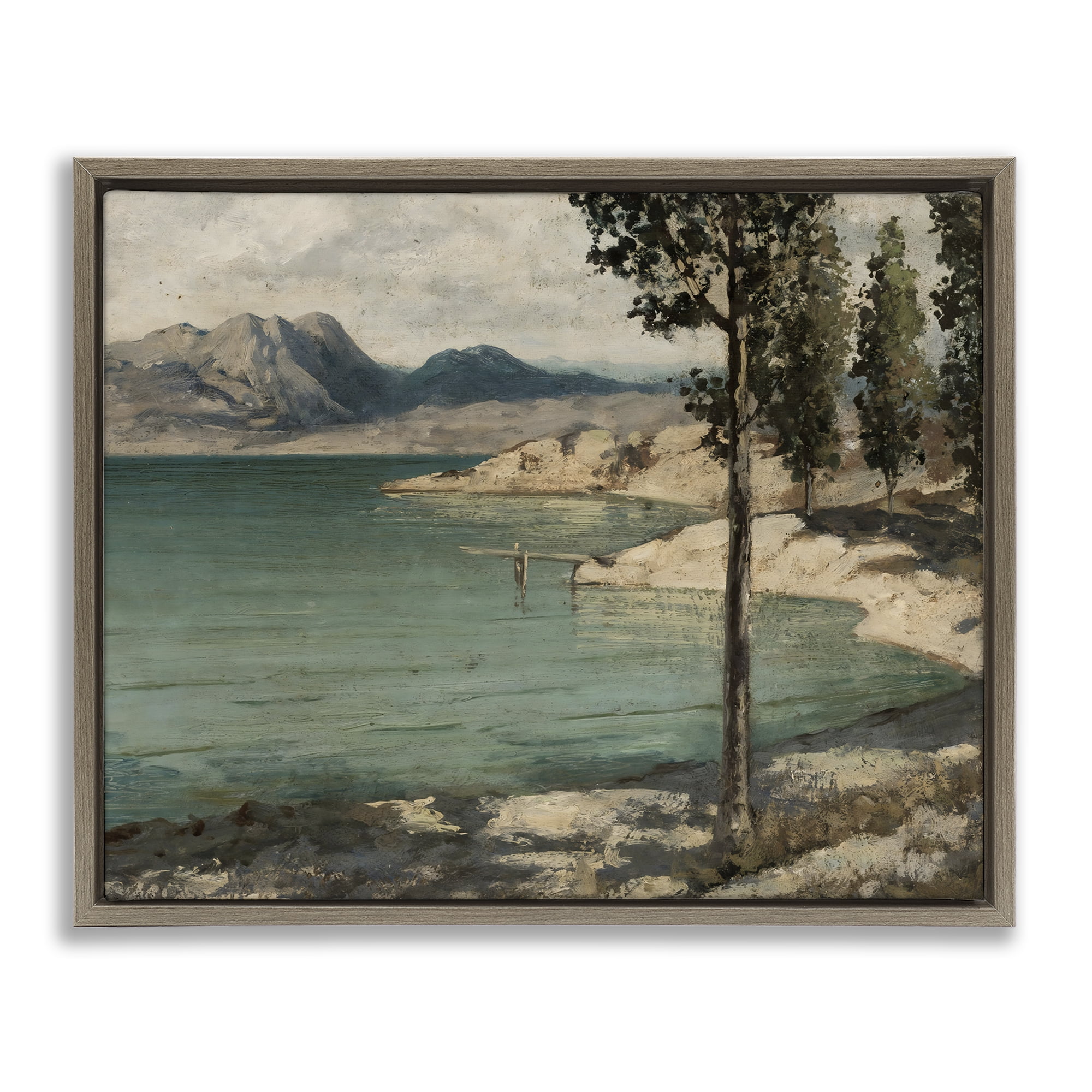 Stupell Industries Tranquil Shore with Trees Brown Framed Floater Canvas Wall Art, design by Arlington Prints