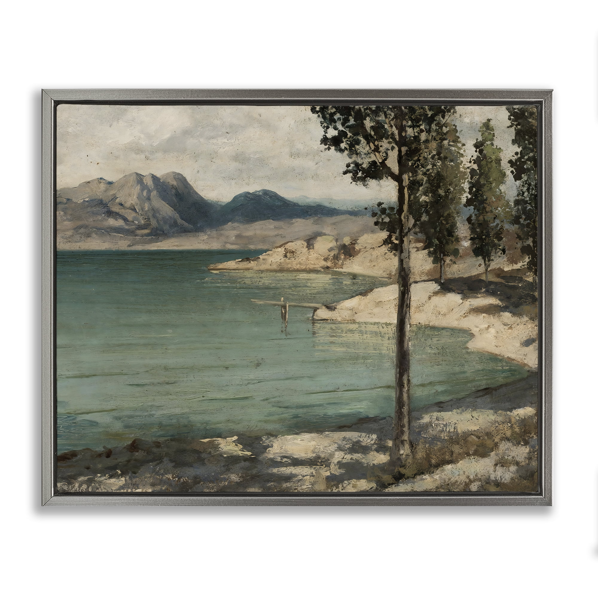 Stupell Industries Tranquil Shore with Trees Gray Framed Floater Canvas Wall Art, design by Arlington Prints
