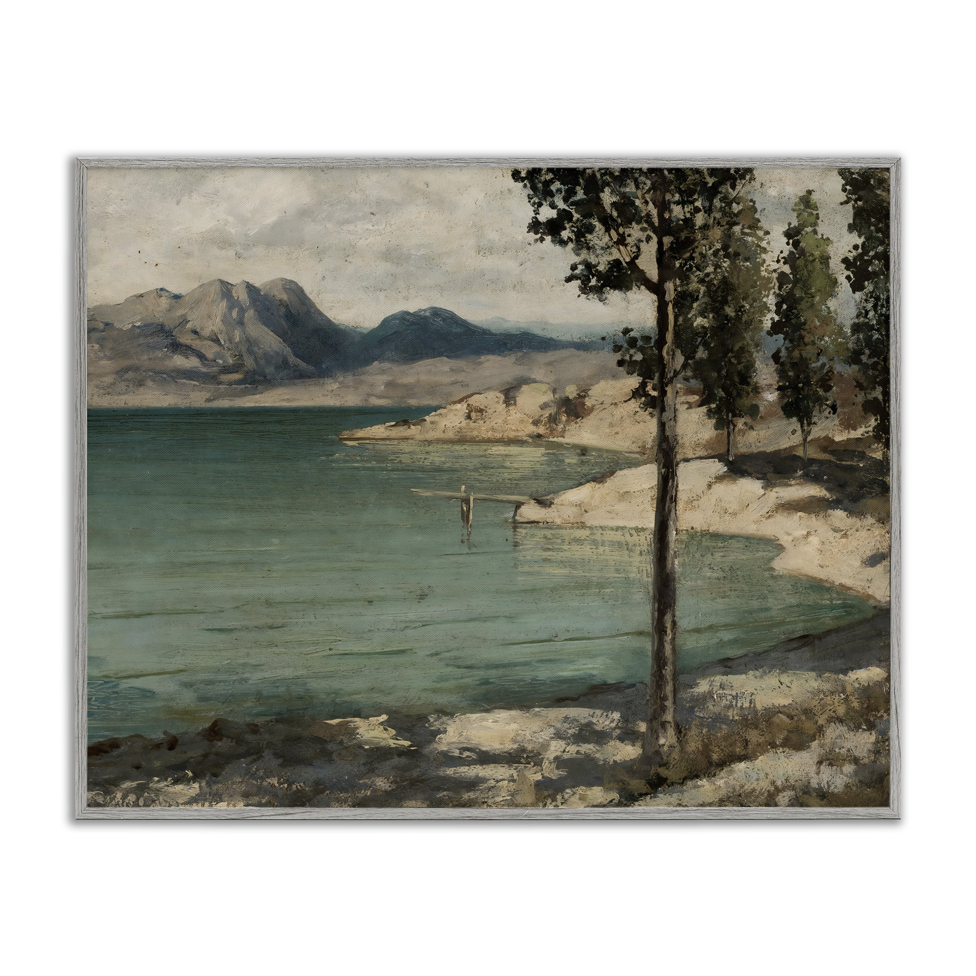 Stupell Industries Tranquil Shore with Trees Gray Framed Giclee Art, design by Arlington Prints
