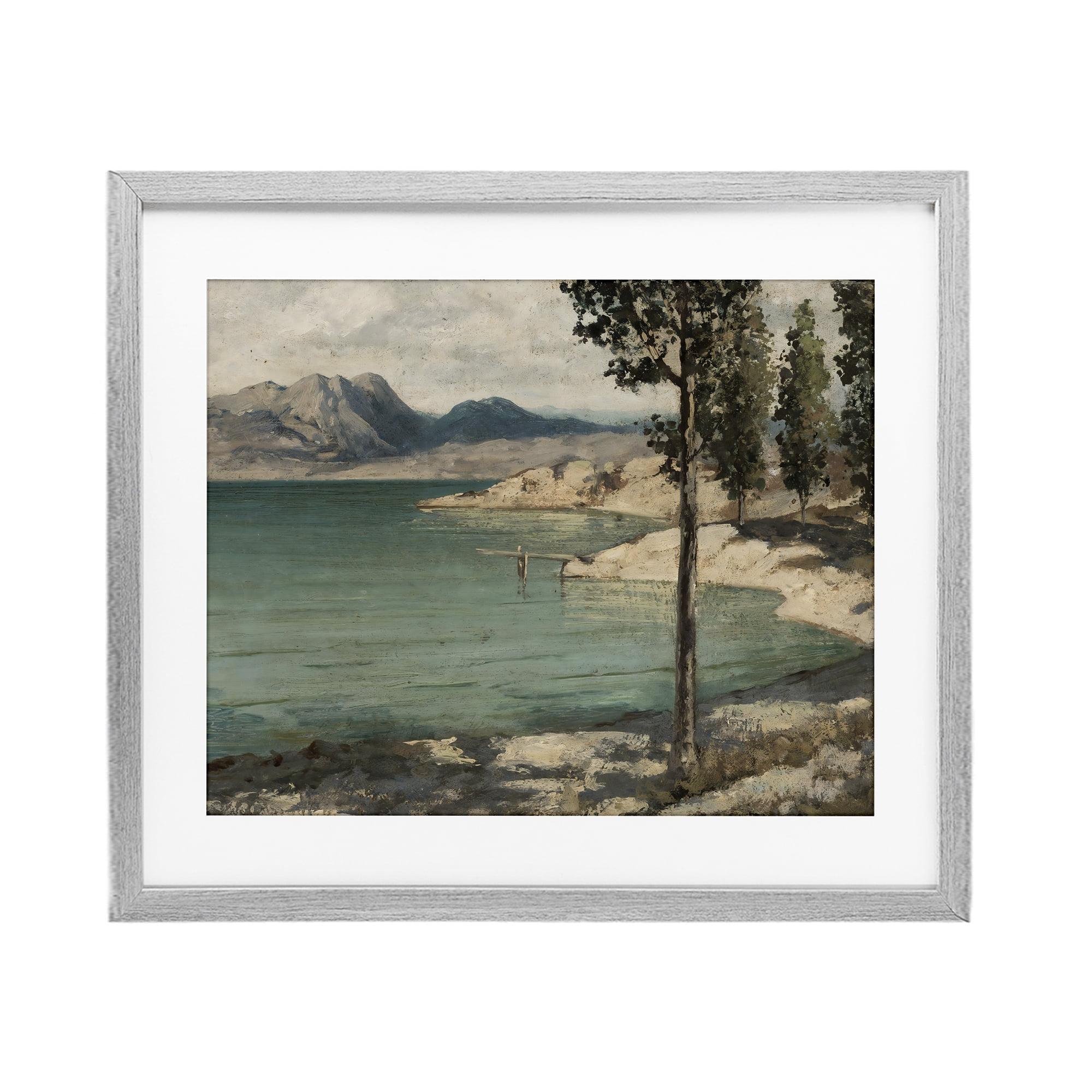Stupell Industries Tranquil Shore with Trees Gray Framed Print Under Glass, design by Arlington Prints