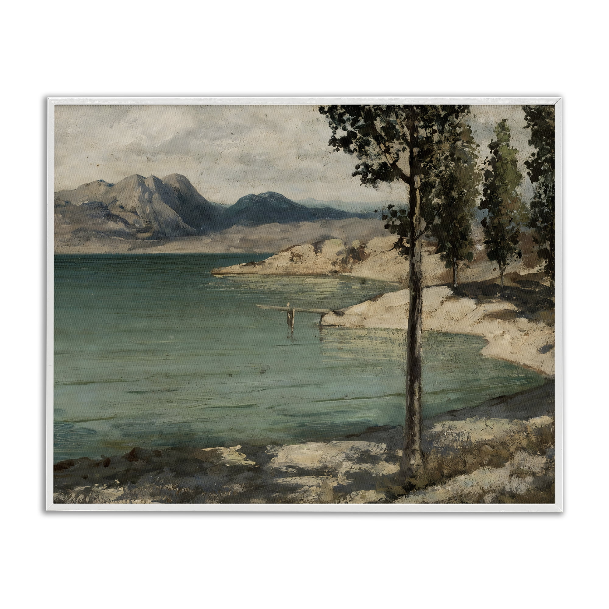 Stupell Industries Tranquil Shore with Trees White Framed Giclee Art, design by Arlington Prints